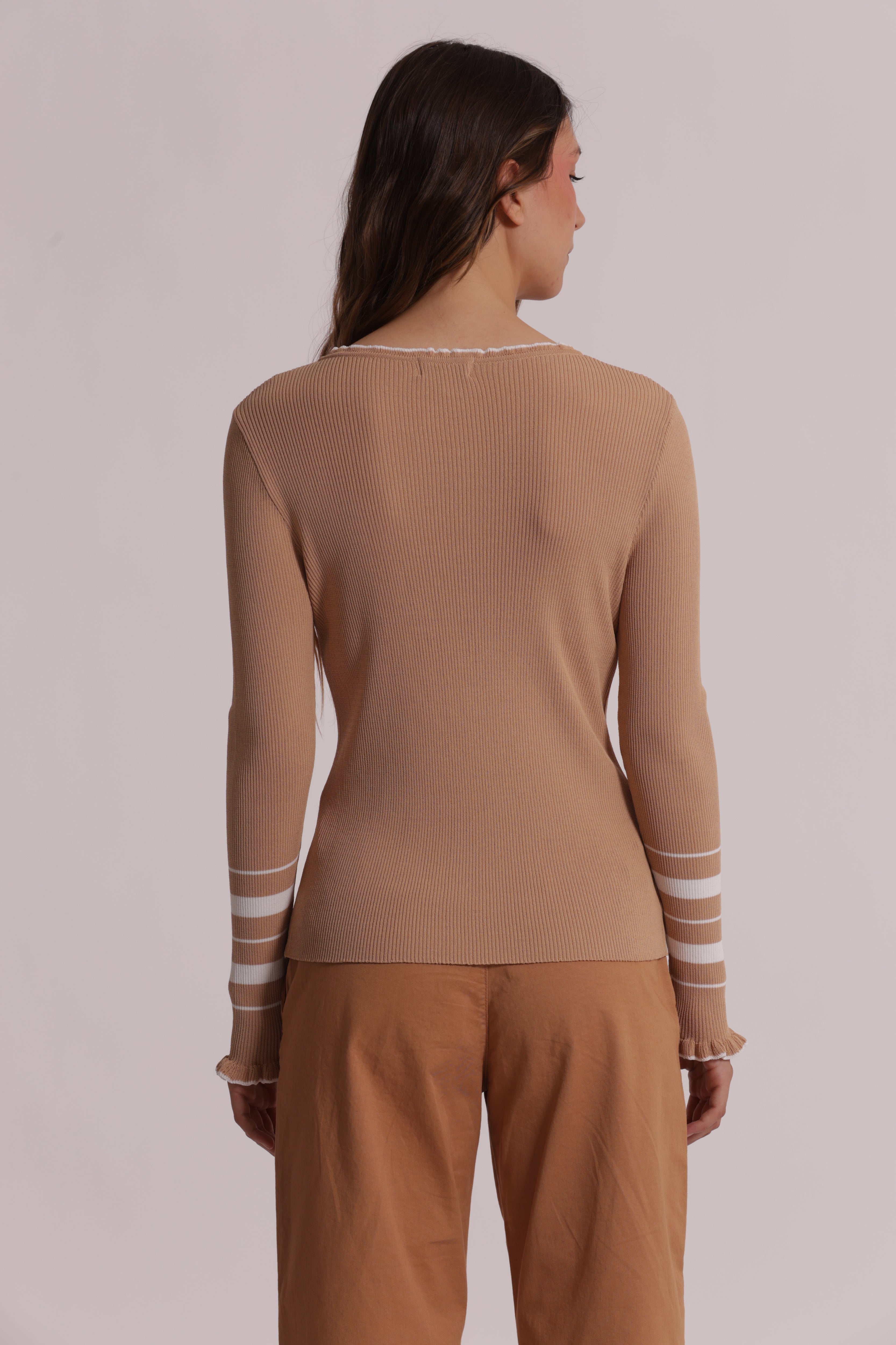 Mimi Mua Maglia Scollo V Bicolor maglia nero