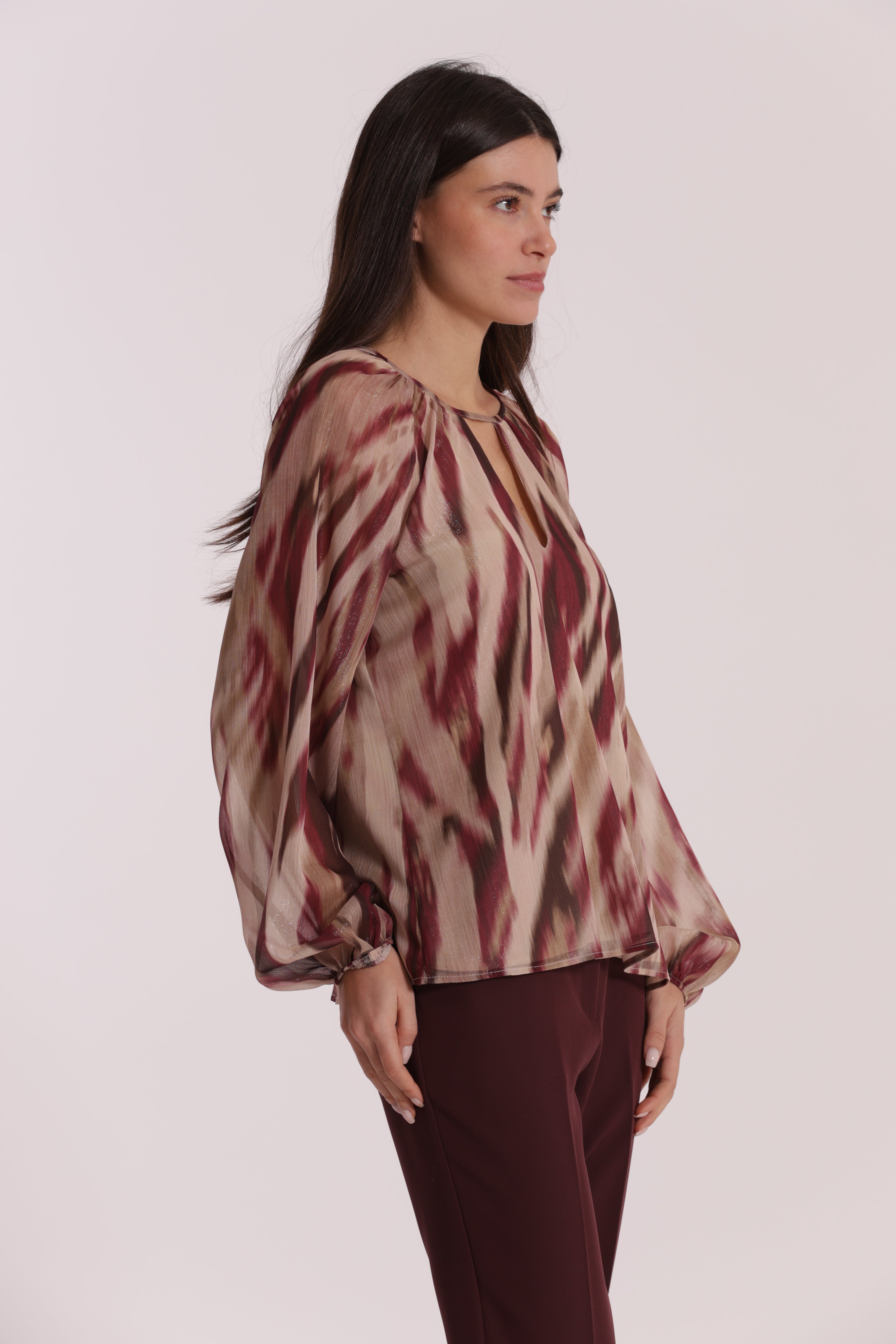 Mimi Mua blusa scollo tondo paradisea mosto