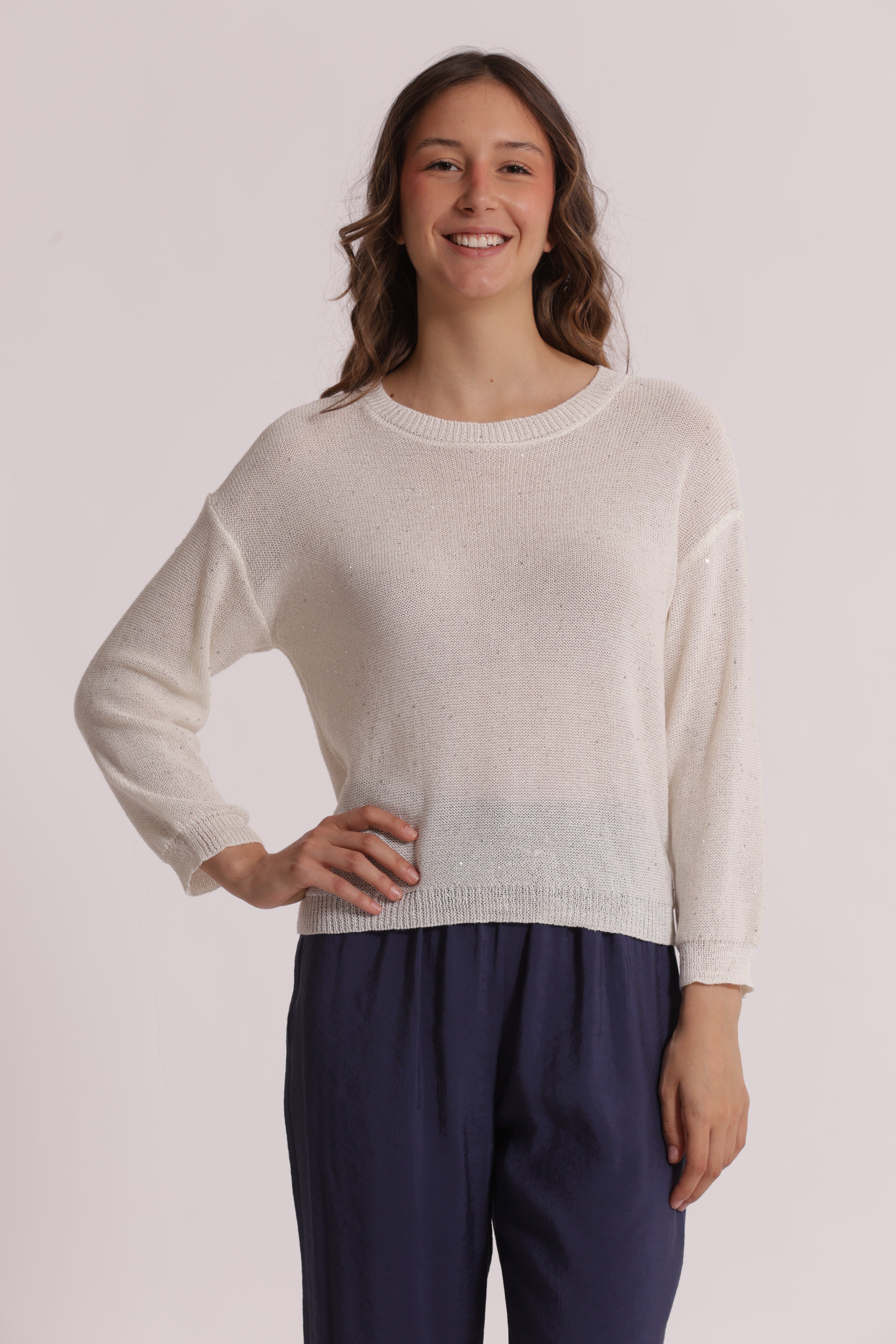 Mimi Mua Maglia Trasparente Paillettes Maglia Sera