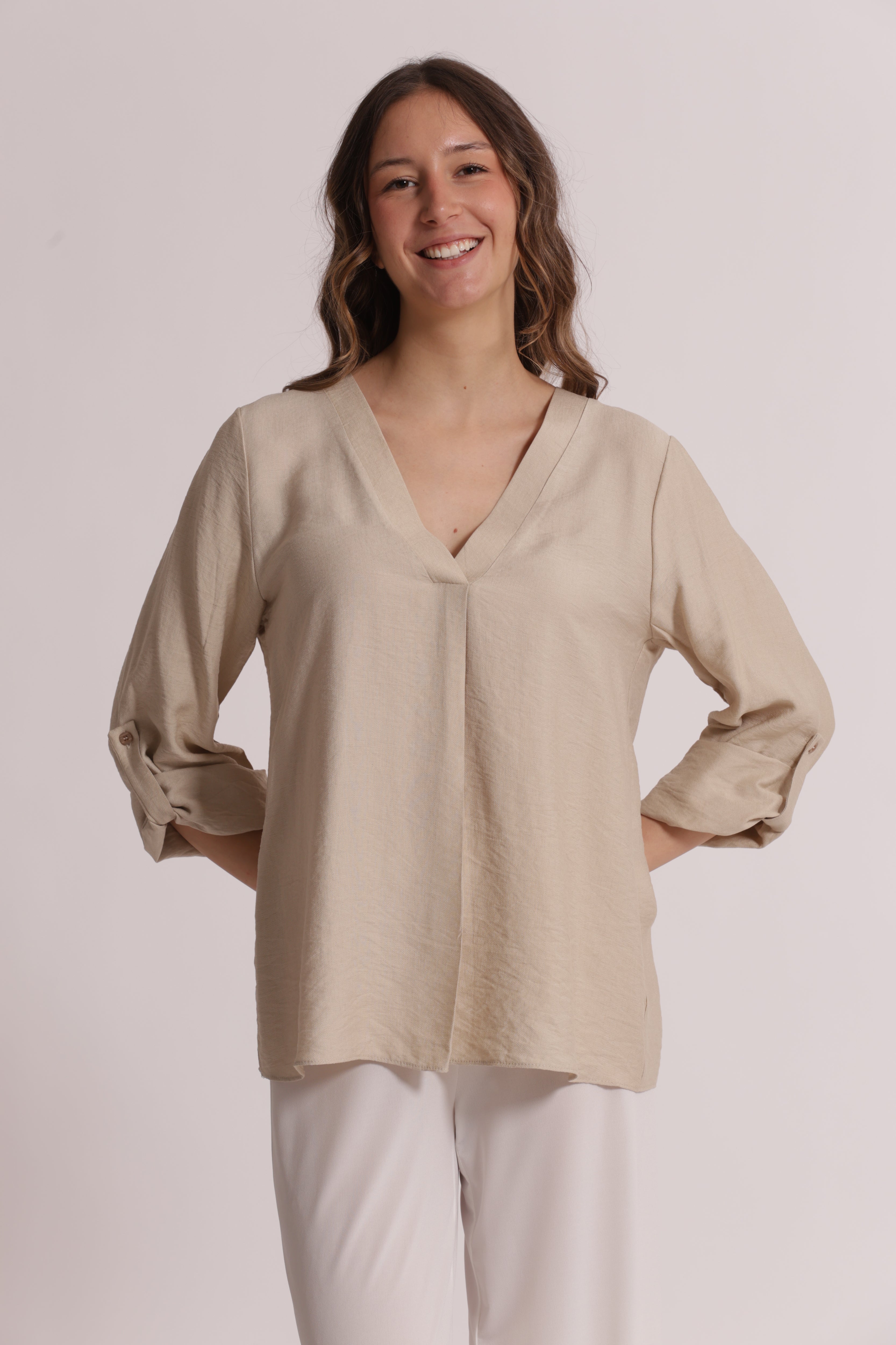 Mimi Mua Blusa Maniche Tre Quarti Bianco S viscosa