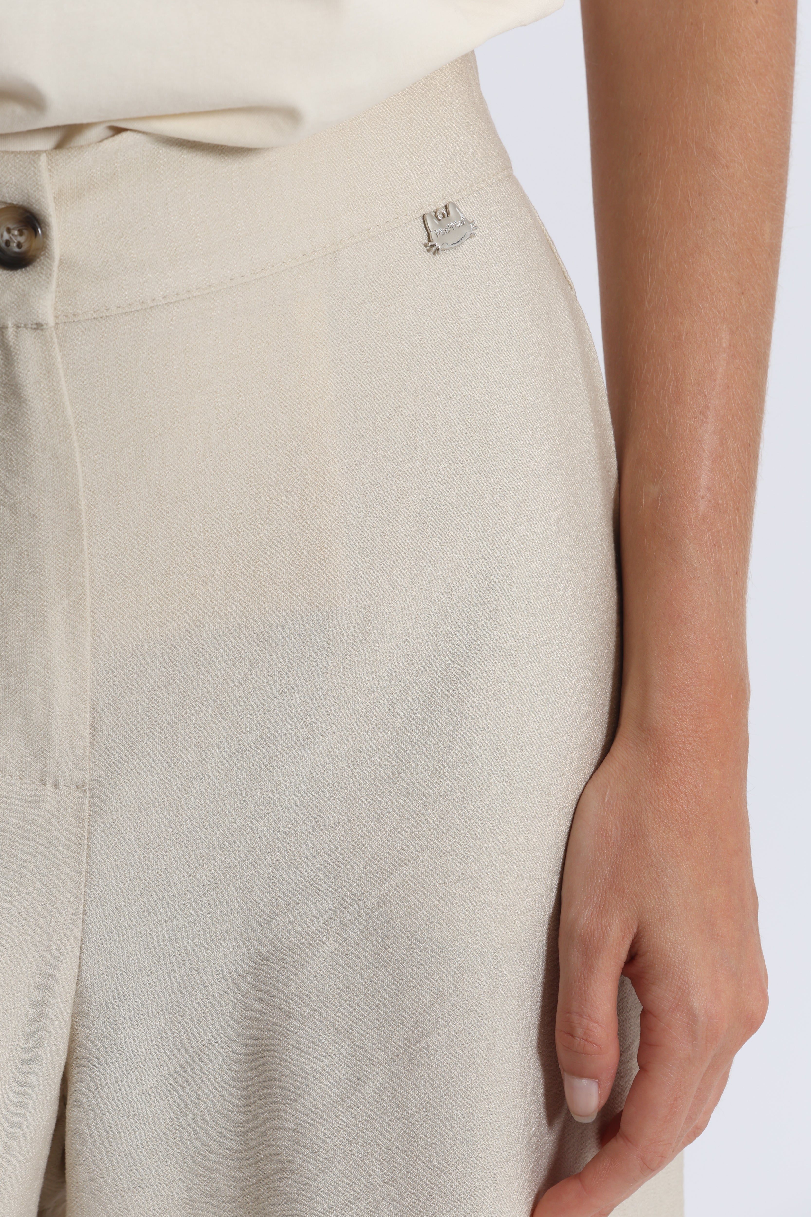 Mimi Mua Pantalone Basic Viscosa Nylon Bianco
