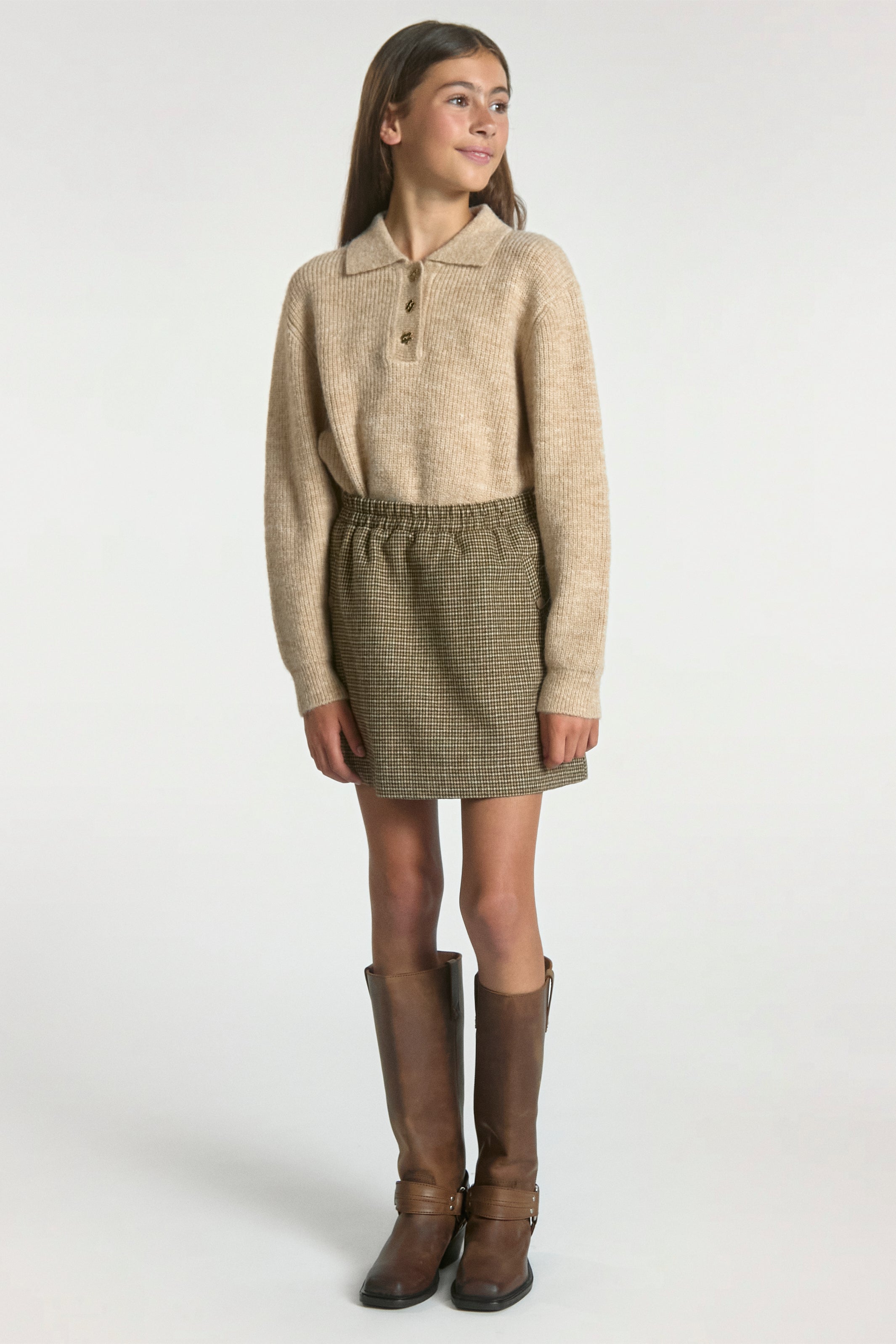 Aaiko Doux maglione beige collo polo