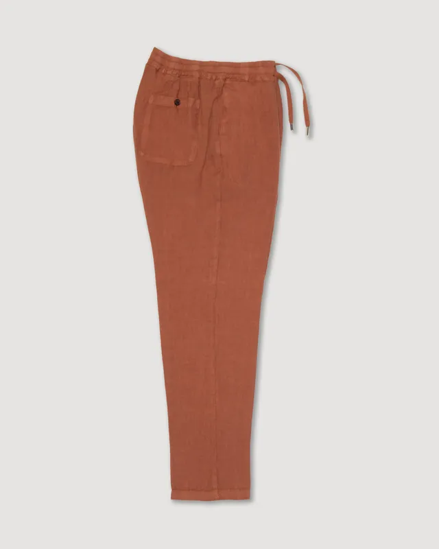 Altea Mattia pantalone lino cotto arancione ampio
