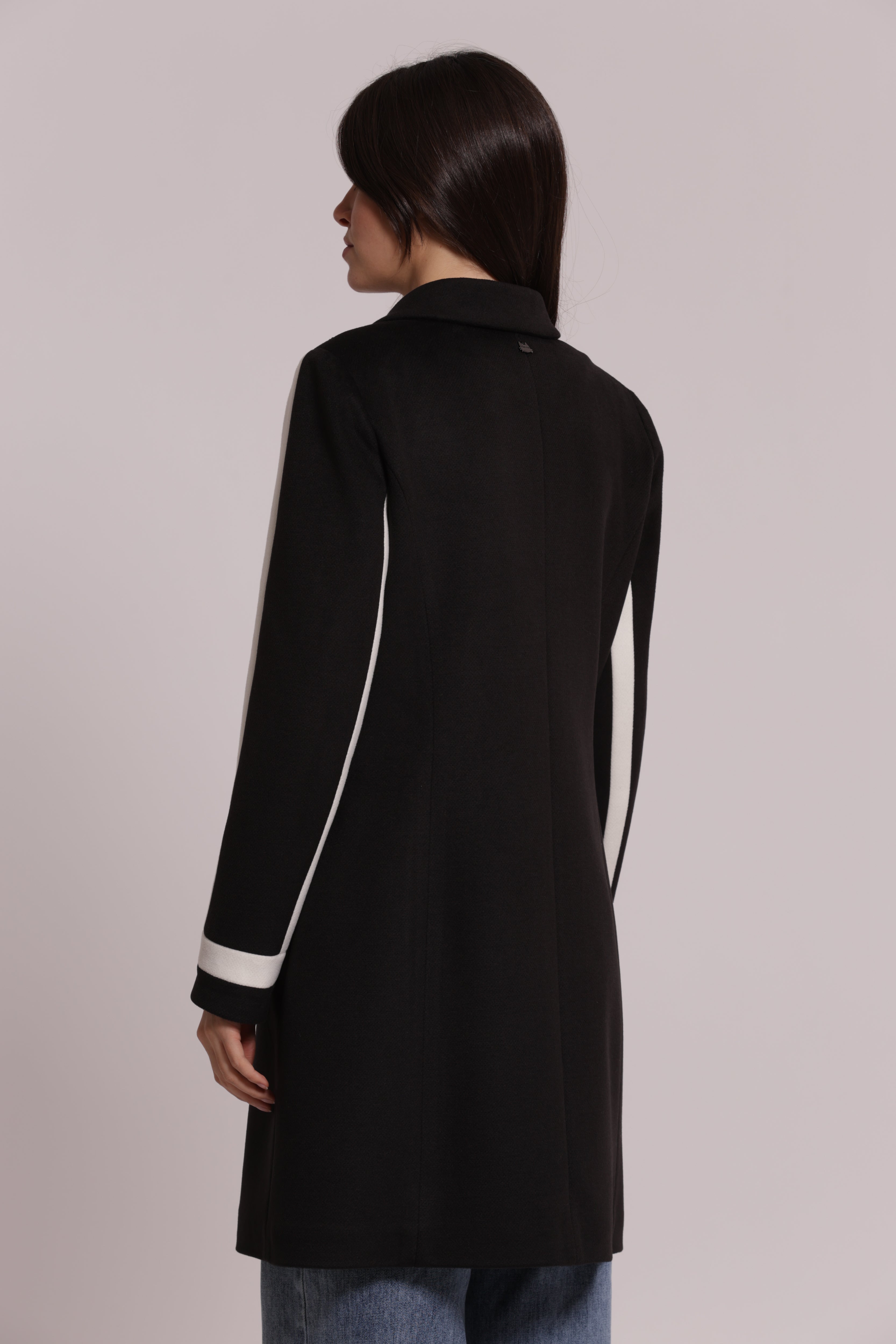 Mimi Mua Cappotto Baronetto Bicolor nero panna