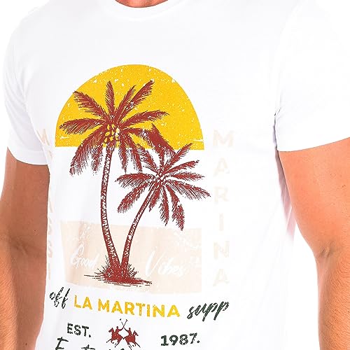 La Martina TMR323-JS354 T-shirt uomo bianca cotone
