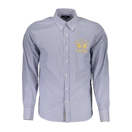 La Martina camicia uomo cotone blu manica lunga