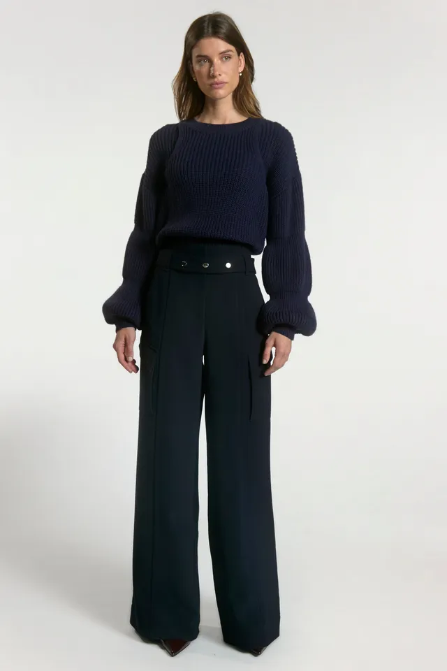 Aaiko Elvar pantaloni blu notte gamba larga