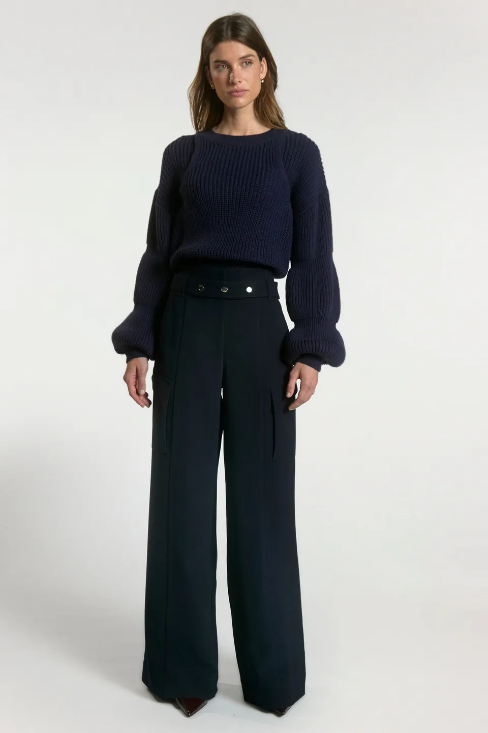 Aaiko Elvar pantaloni blu notte gamba larga