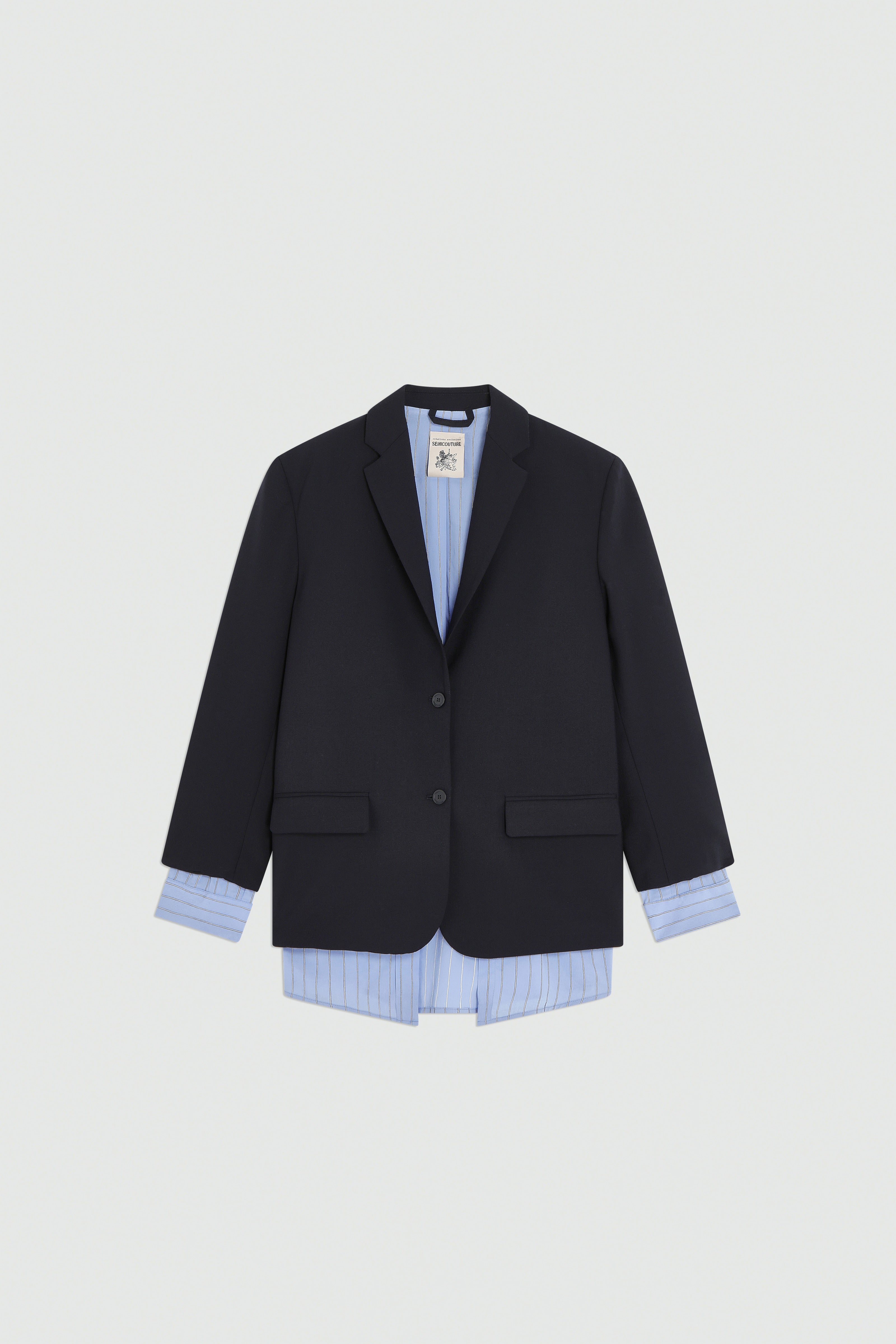 Semicouture Deana giacca fresco lana blu rever regular