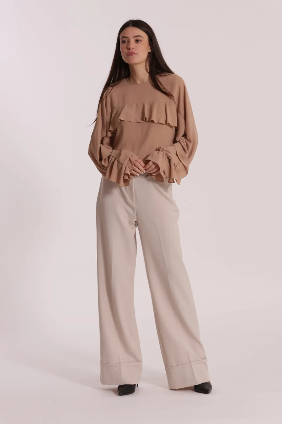 Mimi Mua Cropped pantalone nero con cintura