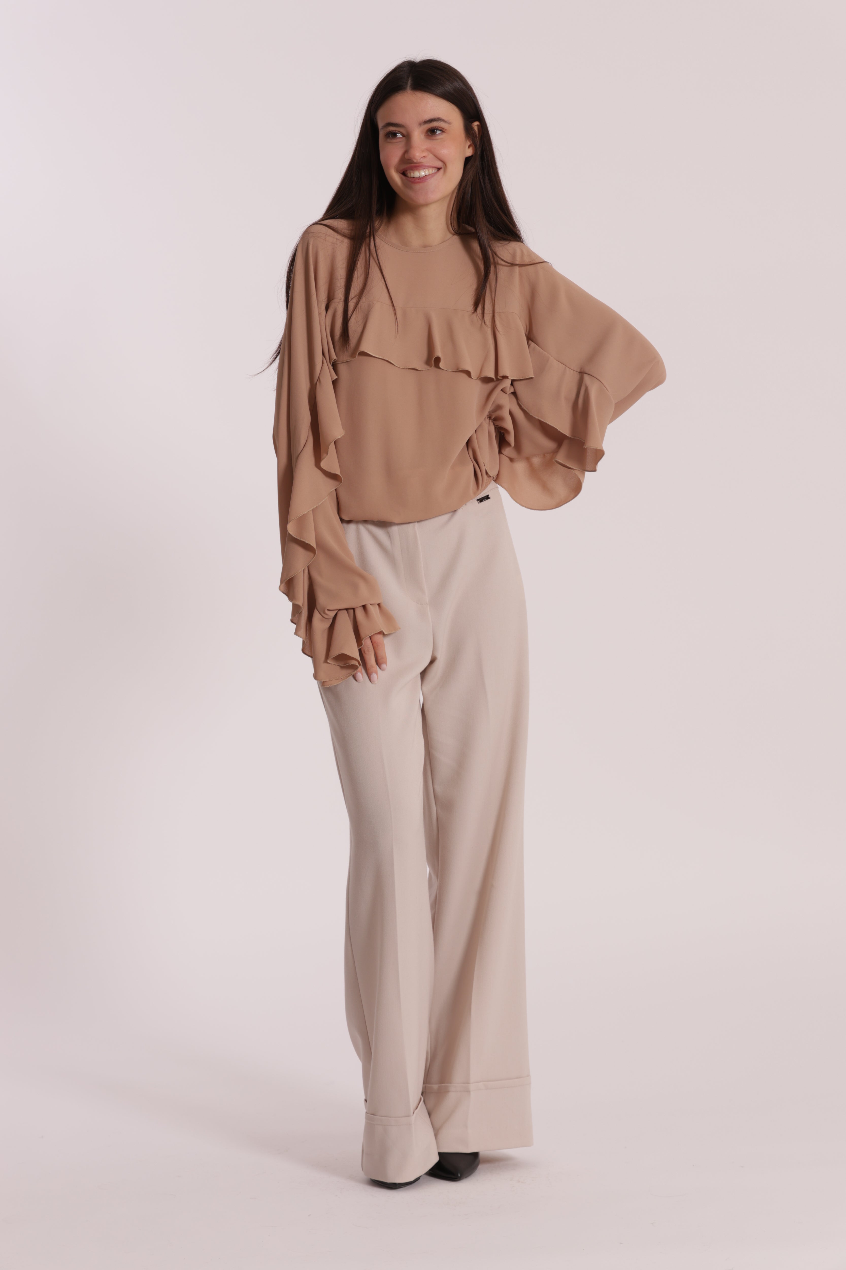 Mimi Mua Cropped pantalone nero con cintura