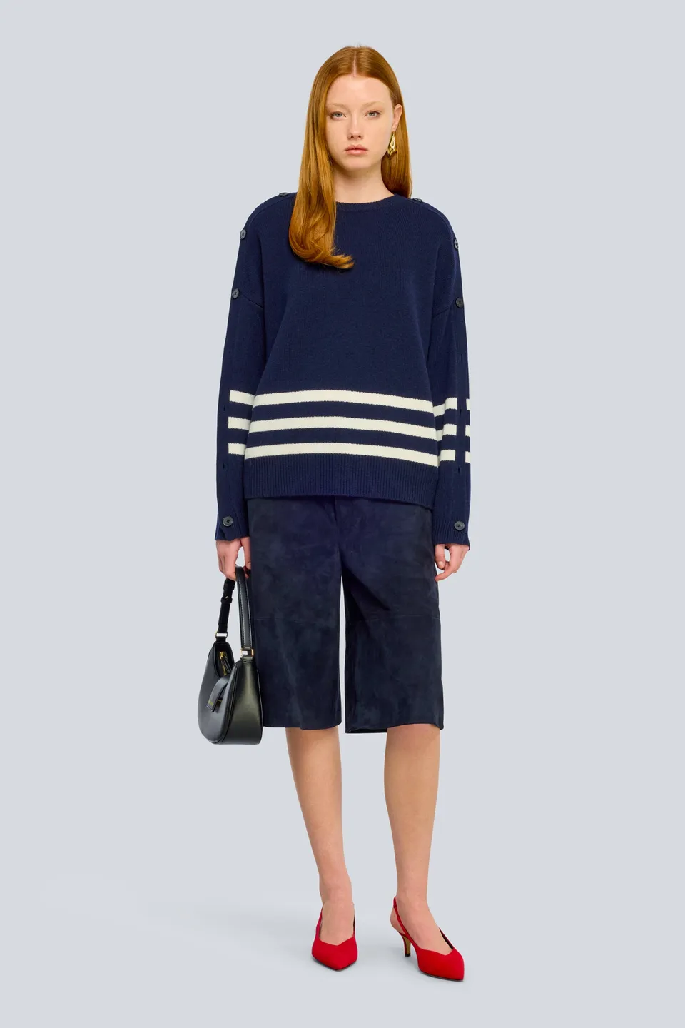 Semicouture Zena maglia grigia rigata cashmere