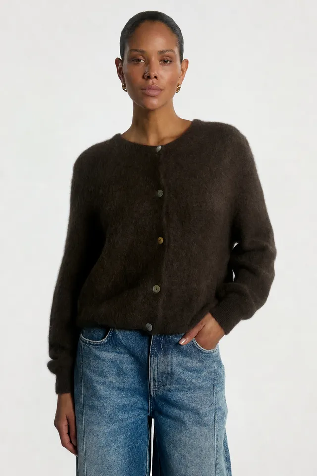 Aaiko Lorys gilet marrone fudge alpaca