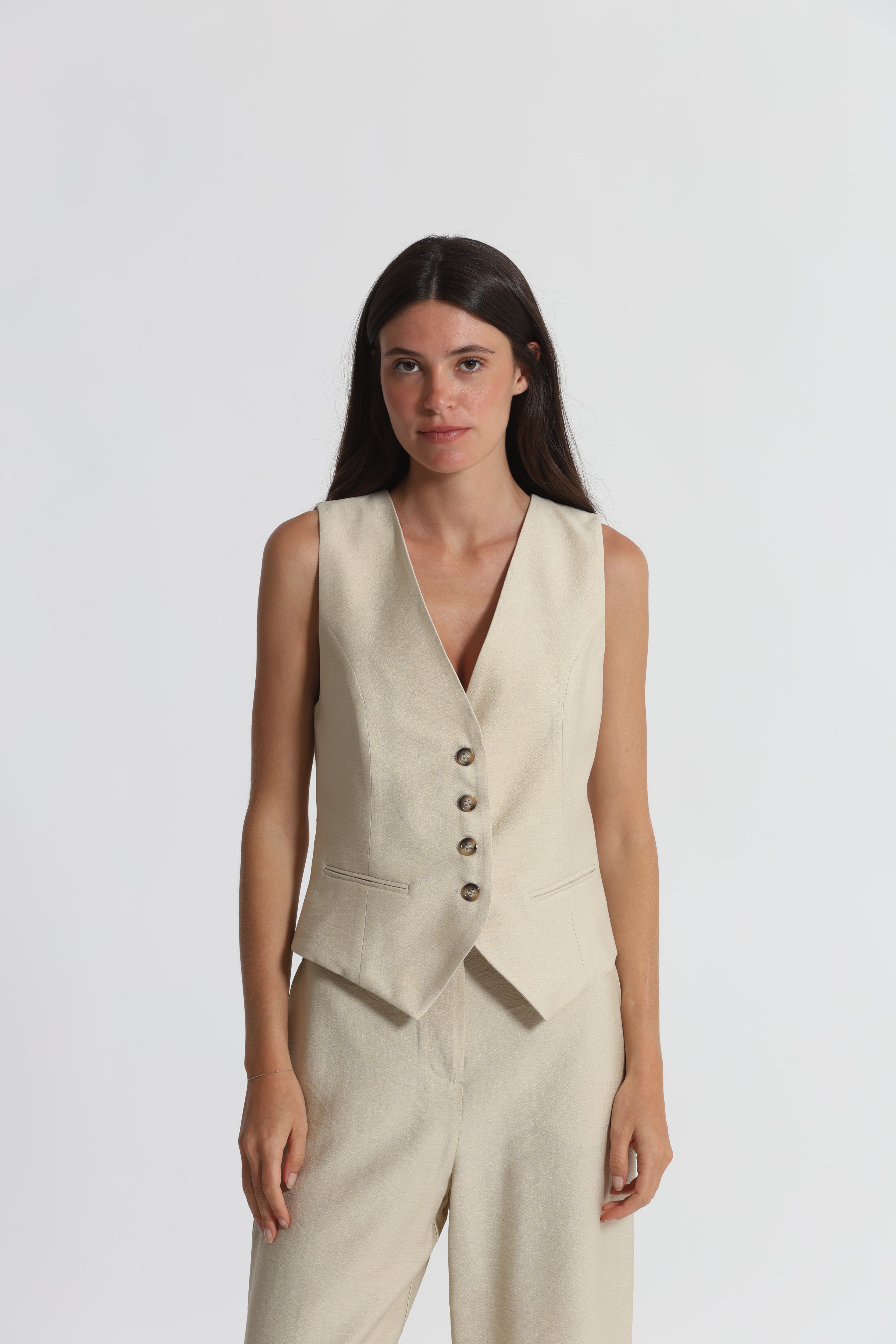 Mimi Mua Gilet Basic Viscosa Nylon Bianco