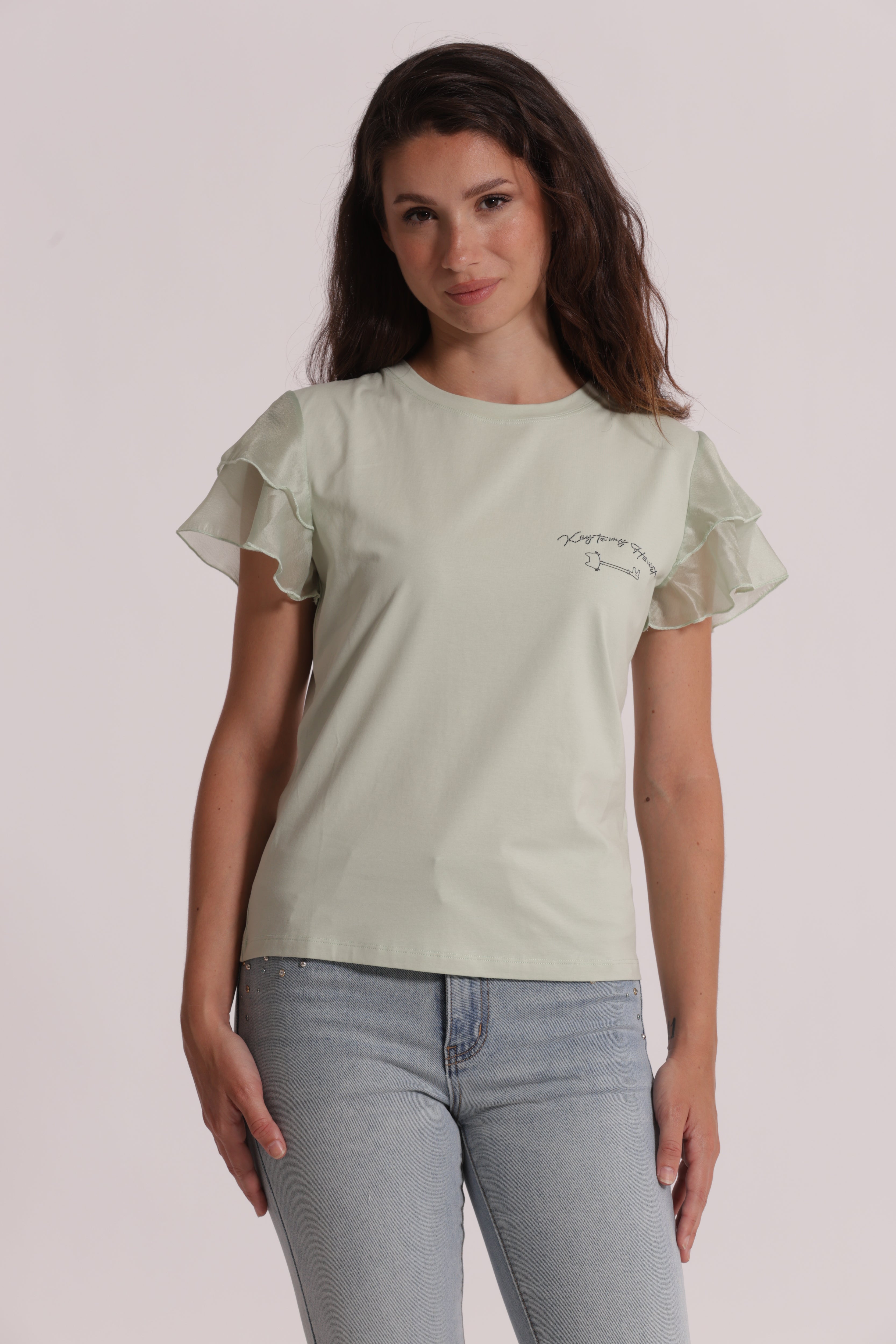 Mimi Mua T-Shirt Key To My Heart Maglietta Bianco Volant