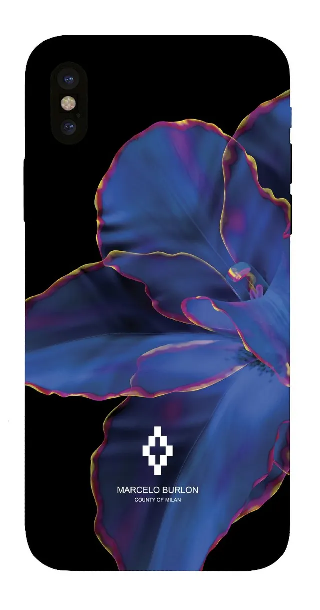 Marcelo Burlon Blue Flowers iPhone X/XS cover rigida soft touch