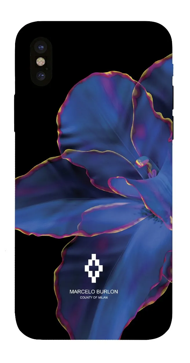 Marcelo Burlon Blue Flowers iPhone X/XS cover rigida soft touch