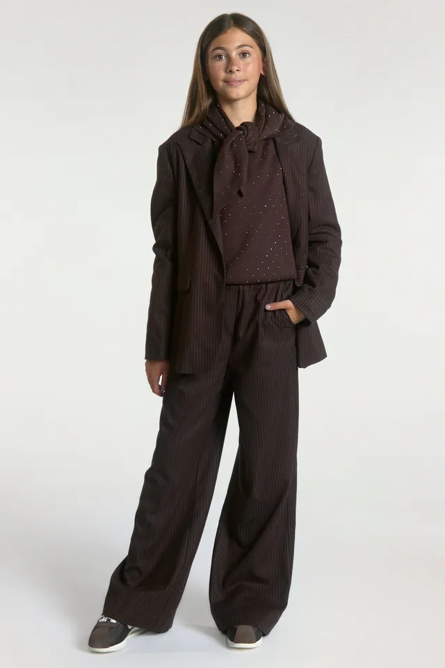 Aaiko Kendal blazer gessato marrone fudge dritto