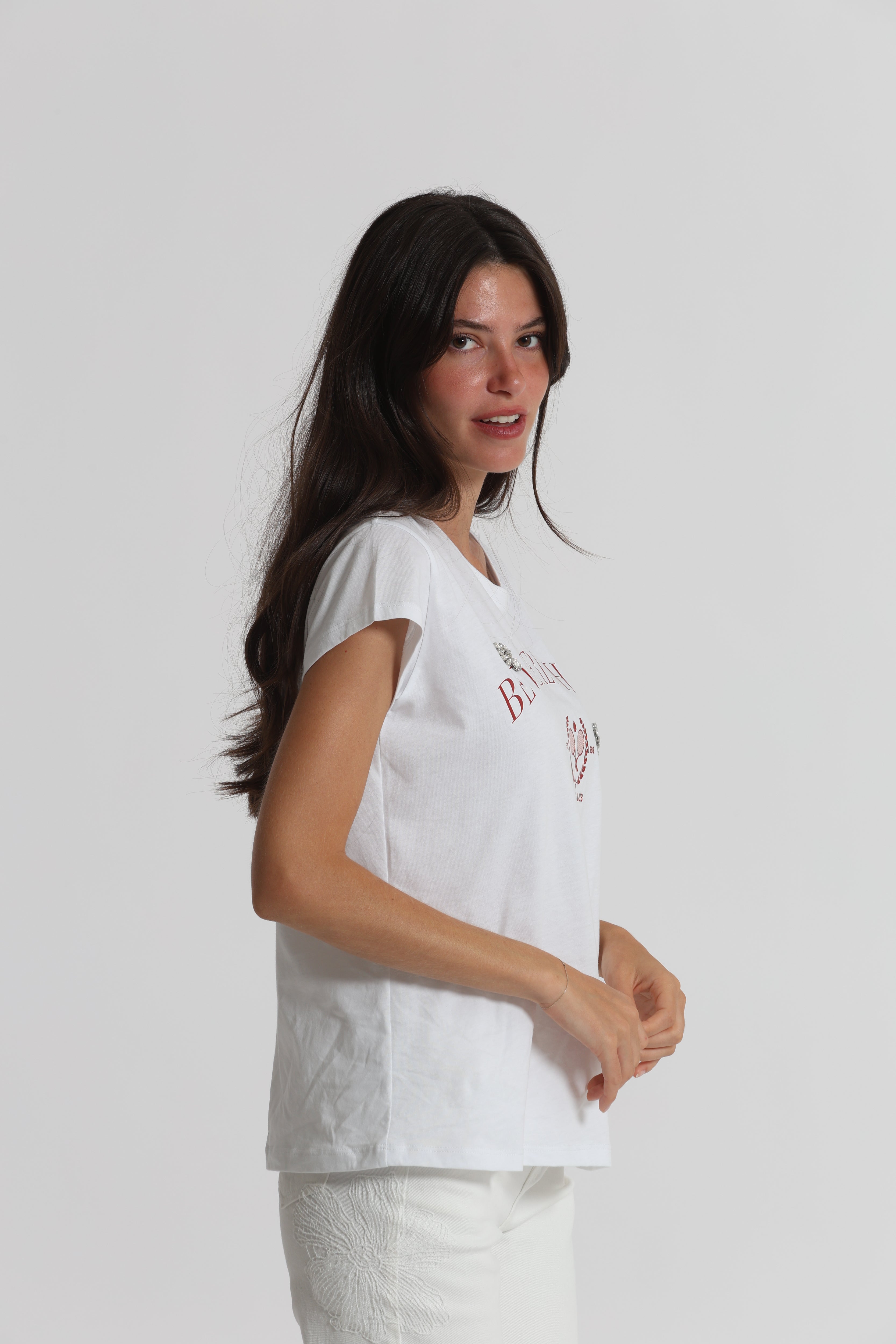 Mimi Mua T-shirt Beverly Hills Strass Cotone