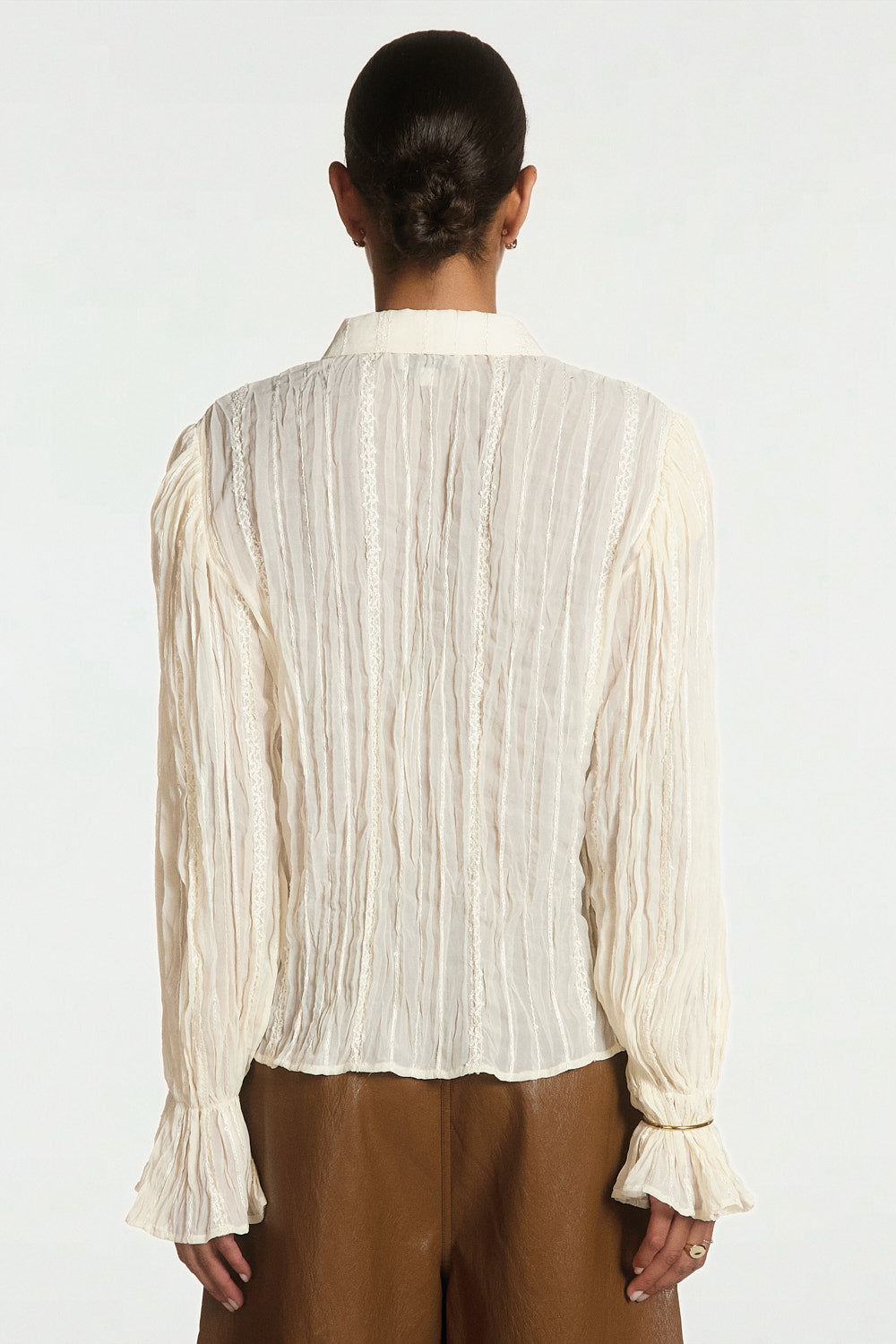 Aaiko Sien camicia righe crema maniche ampie