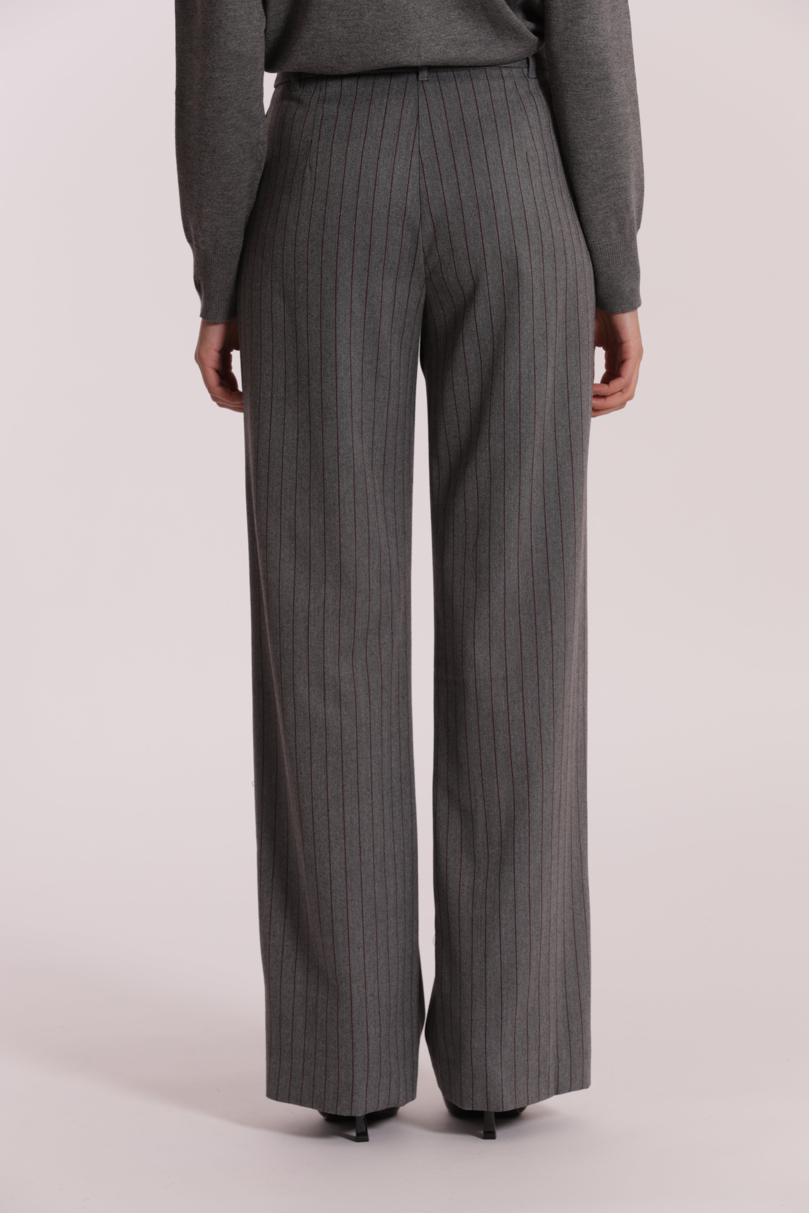 Mimi Mua Pantalone Palazzo Gessato Grigio elegante