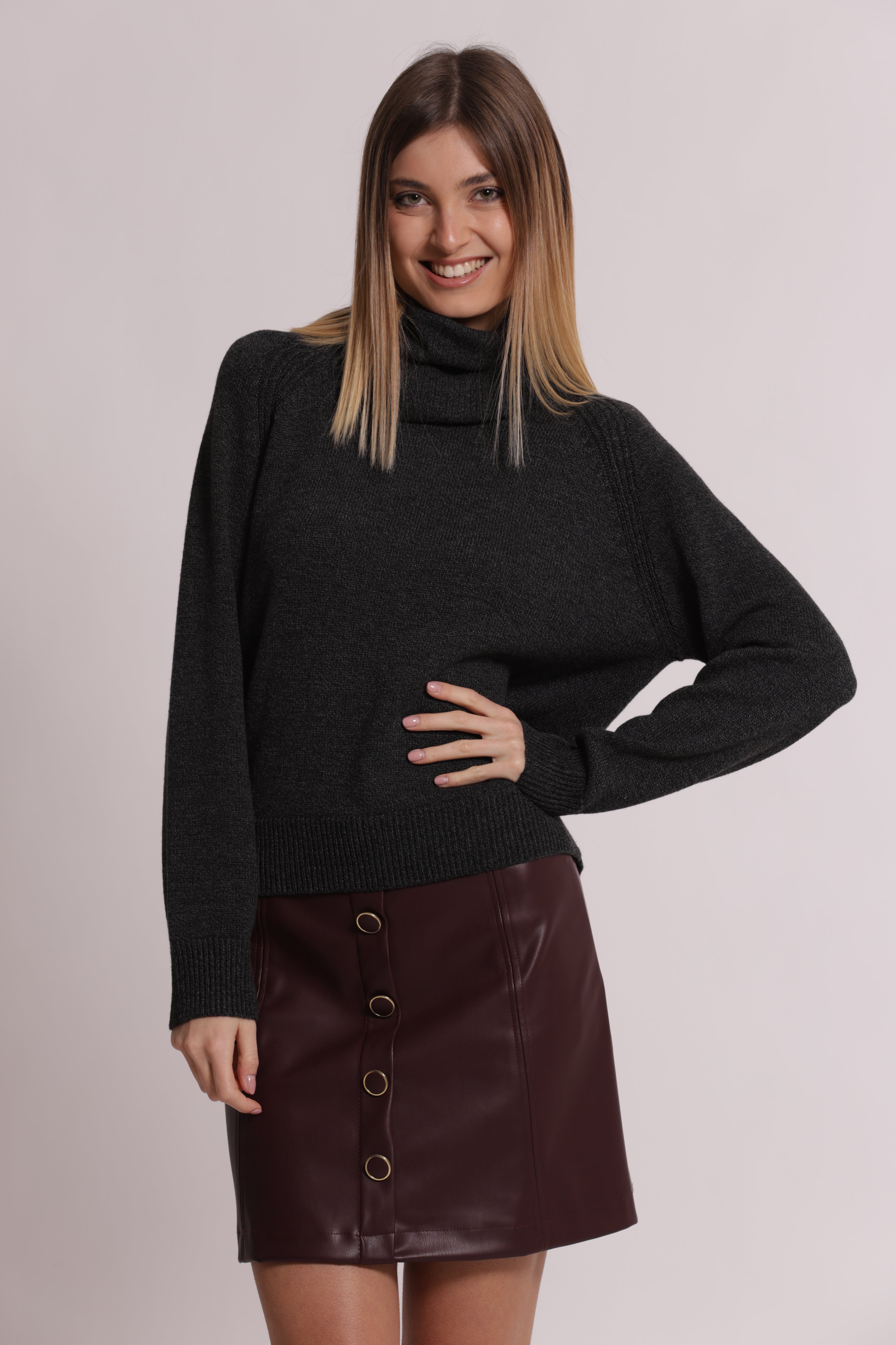 Mimi Mua Maglia Melange Collo Removibile blu