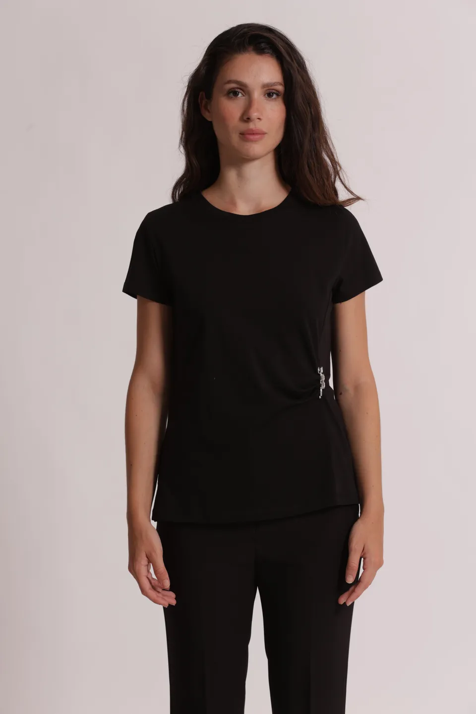 Mimi Mua T-Shirt Arriccio Laterale Strass Cotone