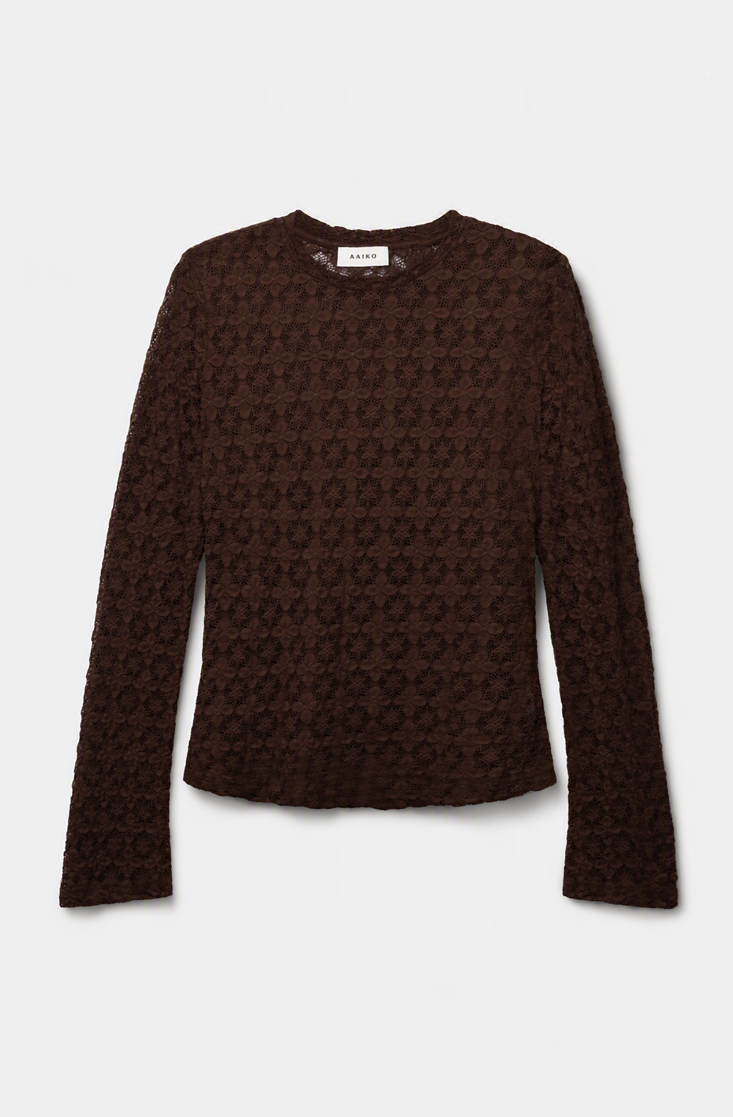 Aaiko Mason top pizzo marrone scuro semitrasparente