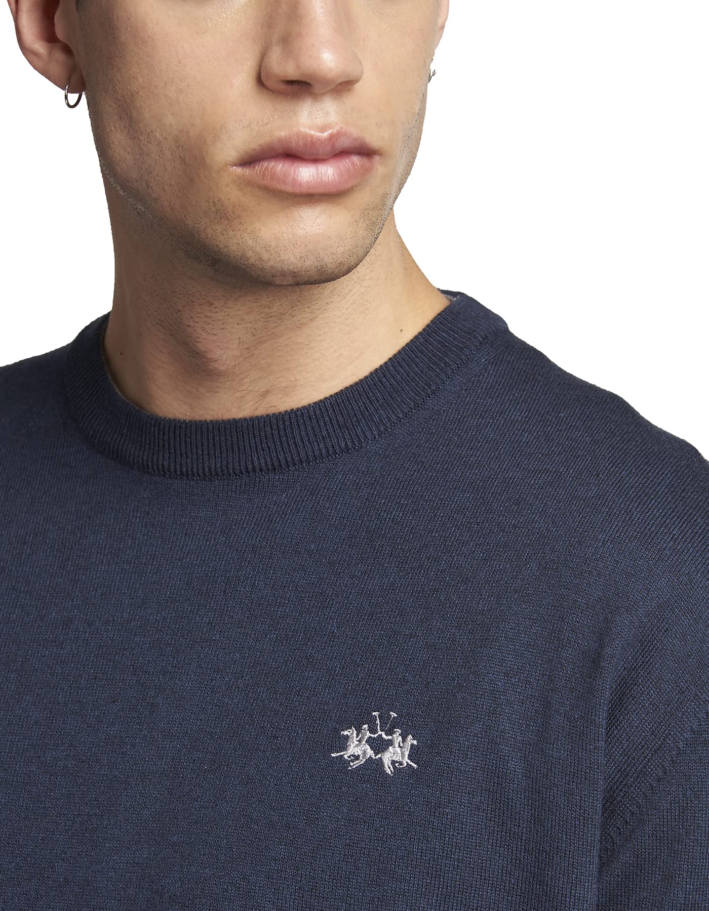 La Martina Rafael Maglione Uomo Blu 4XL in Cotone Misto Lana