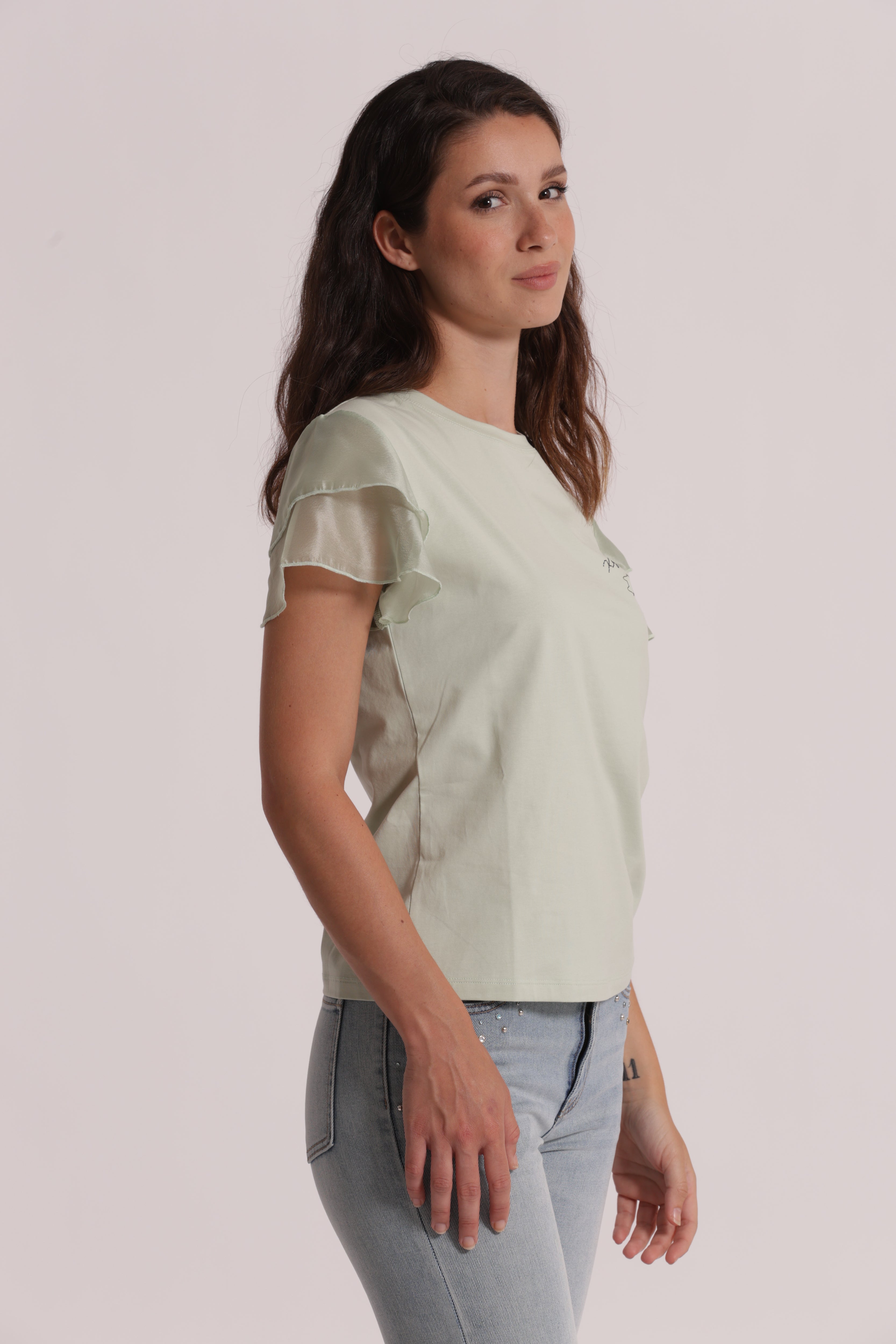 Mimi Mua T-Shirt Key To My Heart Maglietta Bianco Volant