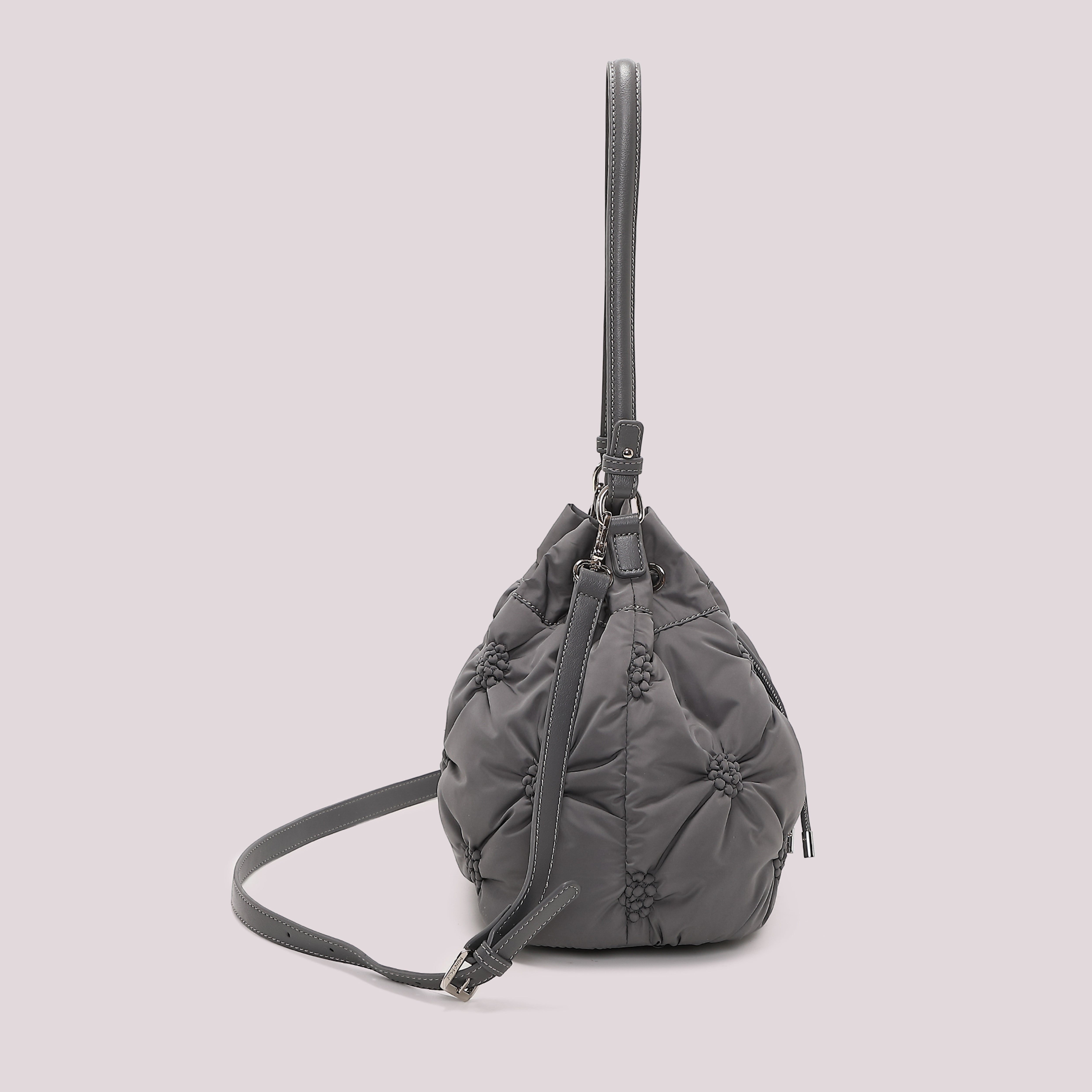 Mimi Mua Secchiello Effetto Piumino Borsa a Mano Nero Tracolla