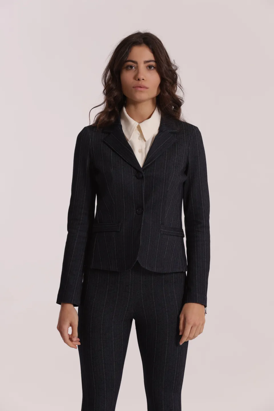Mimi Mua Giacca Corta Punto Milano Jeans Blu