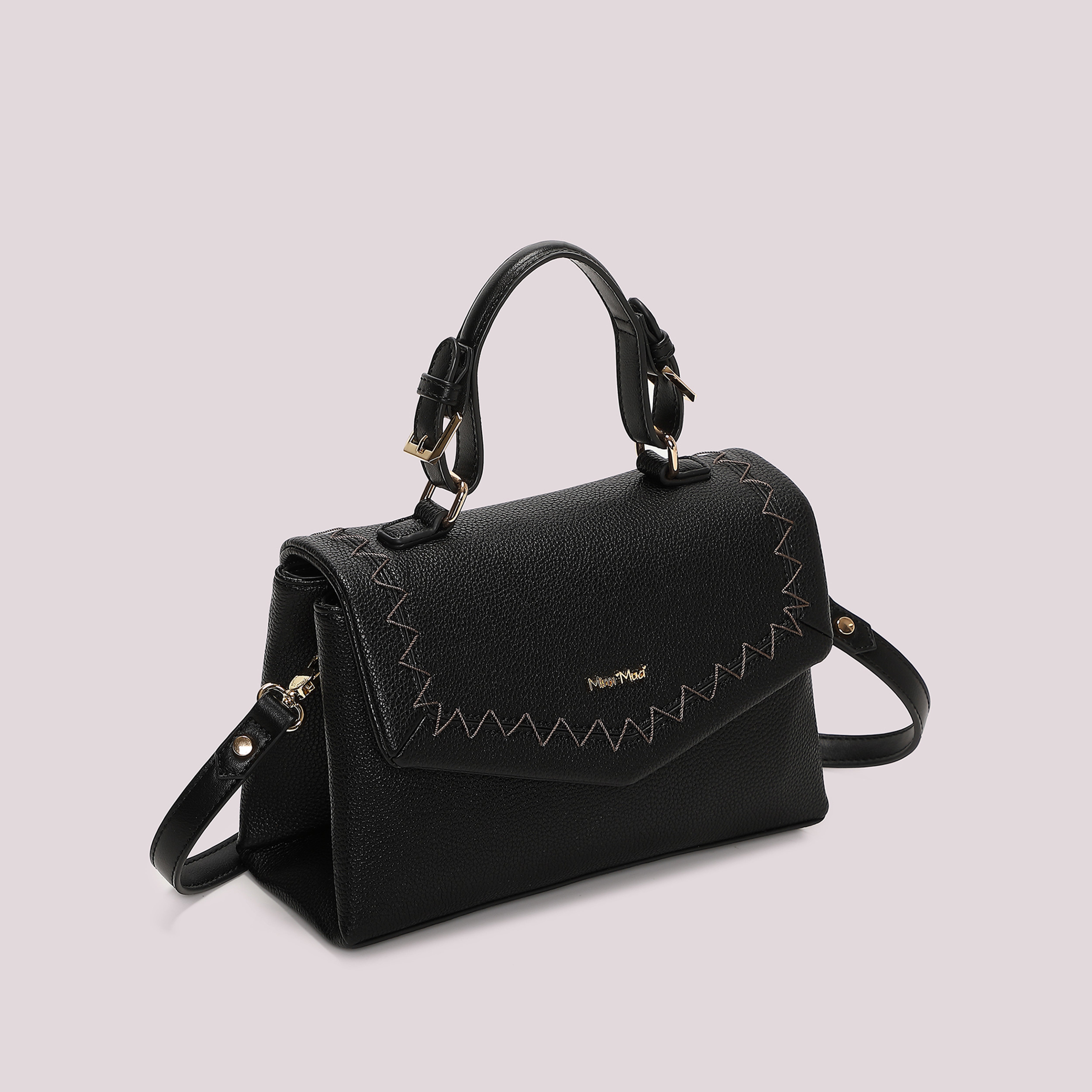 Mimi Mua Cuciture a Vista borsa a mano nero tracolla