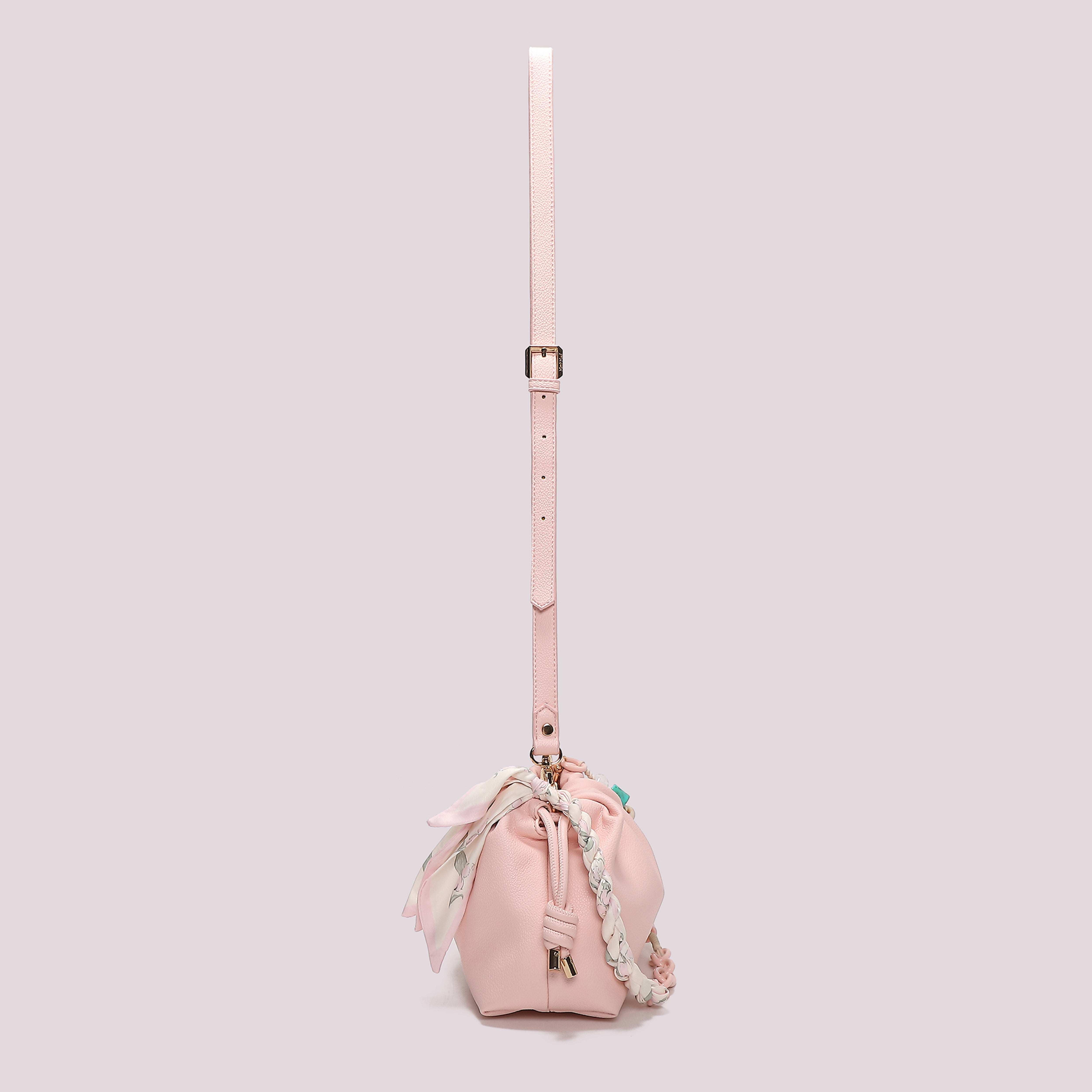 Mimi Mua Tracolla con Foulard borsa a tracolla ecopelle panna