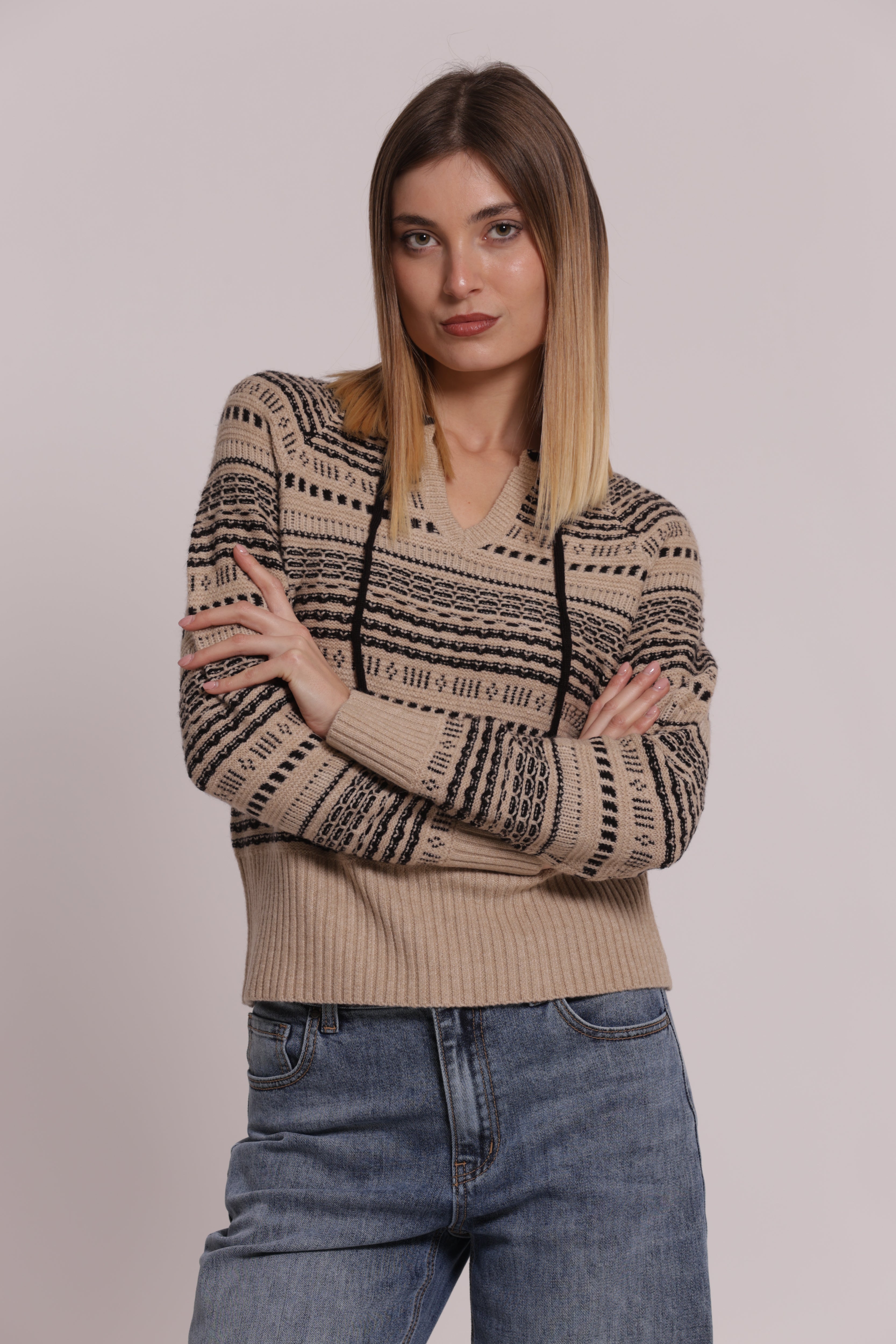 Mimi Mua maglia dettagli contrasto panna taglia S