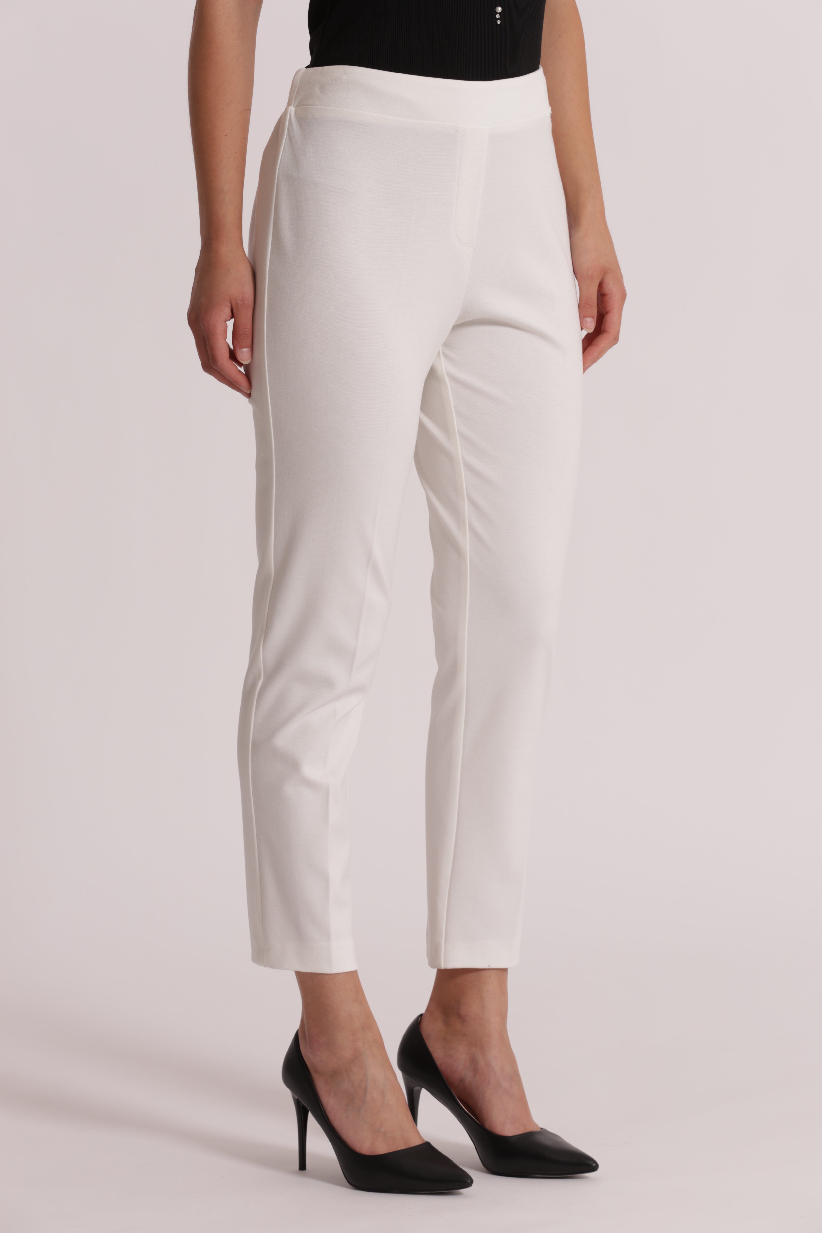 Mimi Mua Basic pantalone punto Milano elastico bianco viscosa