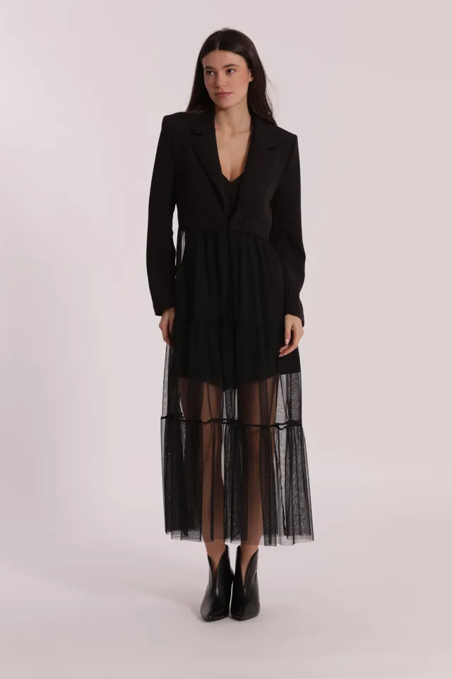 Mimi Mua Giacca Lunga giacca tulle nero