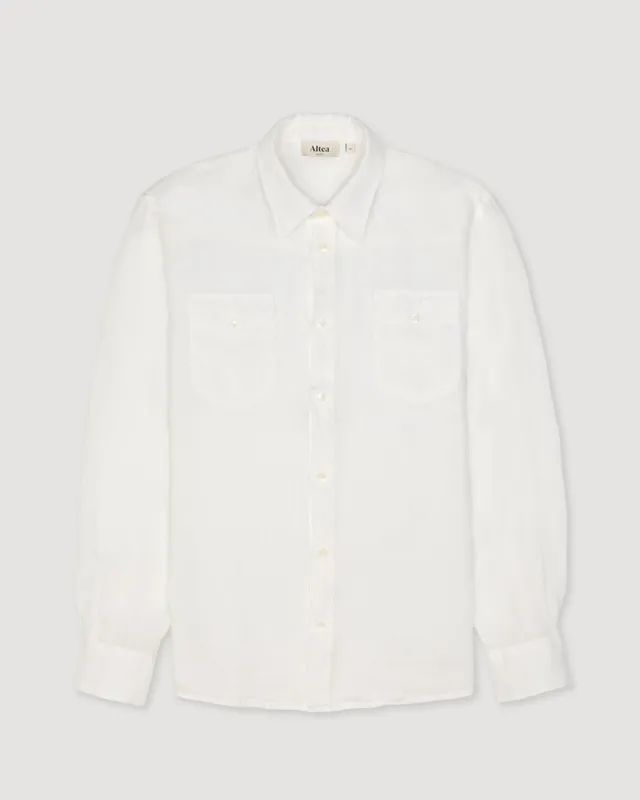 Altea Dallas camicia lino bianco over