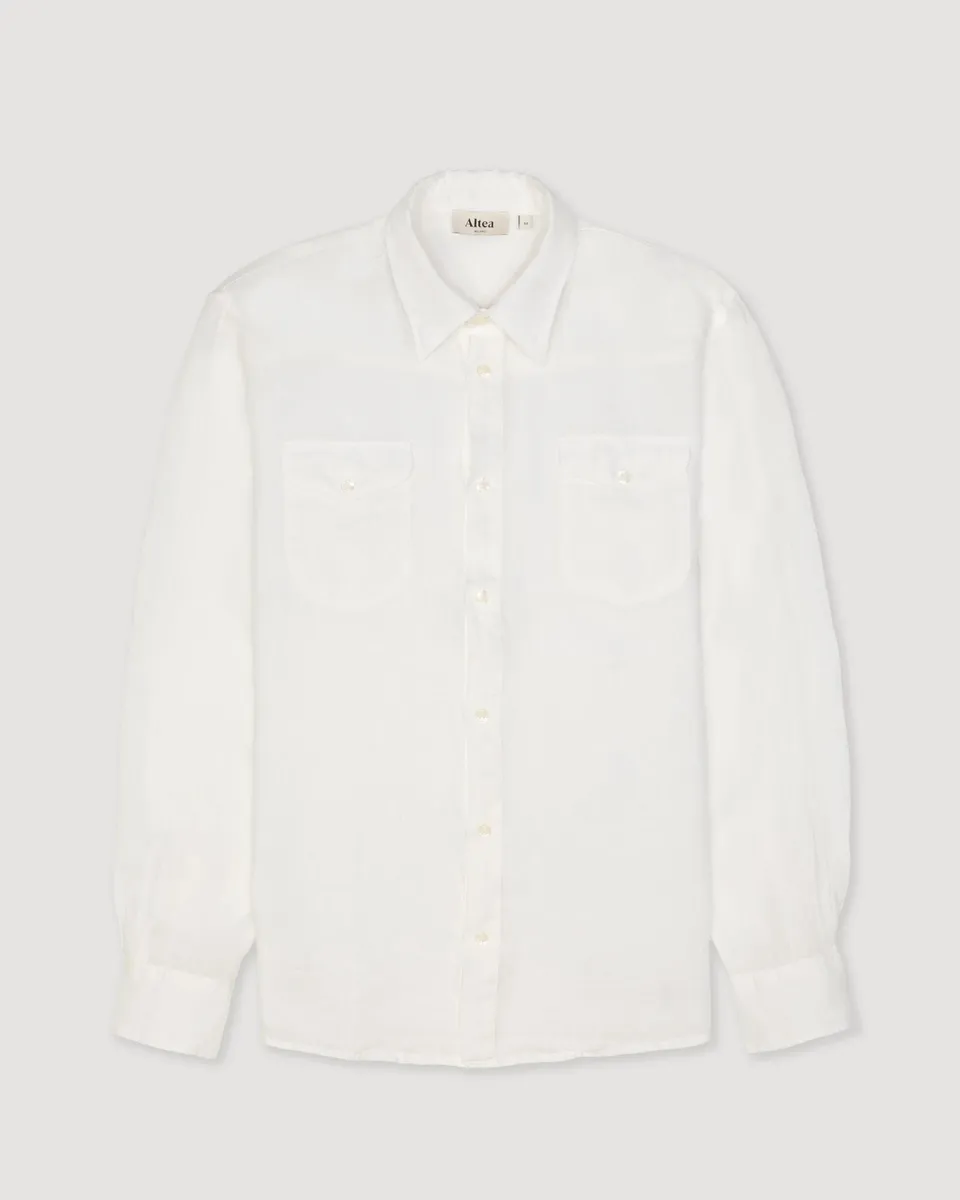 Altea Dallas camicia lino bianco over