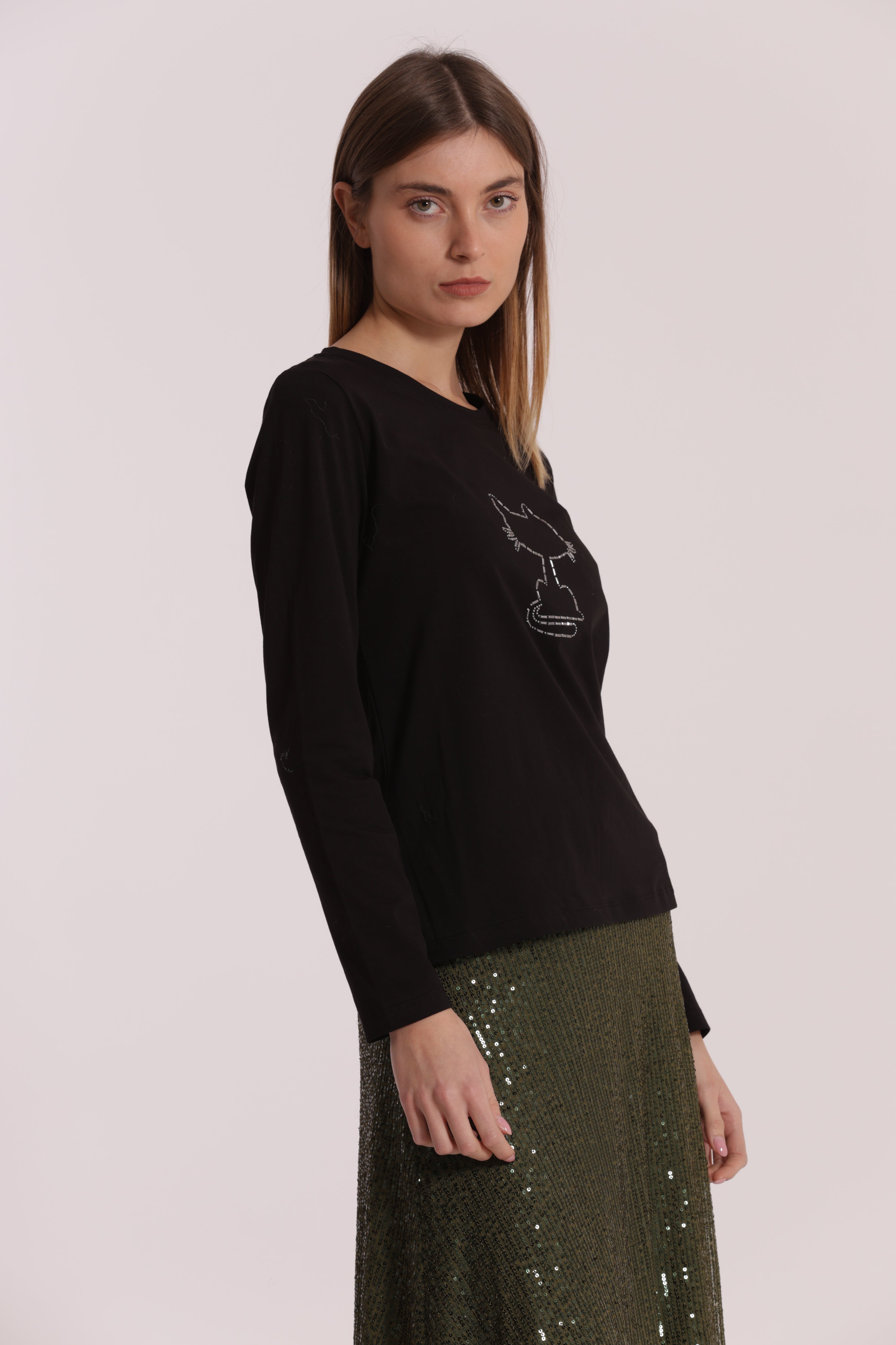 Mimi Mua Gatto Catena t-shirt cotone stampa gatto