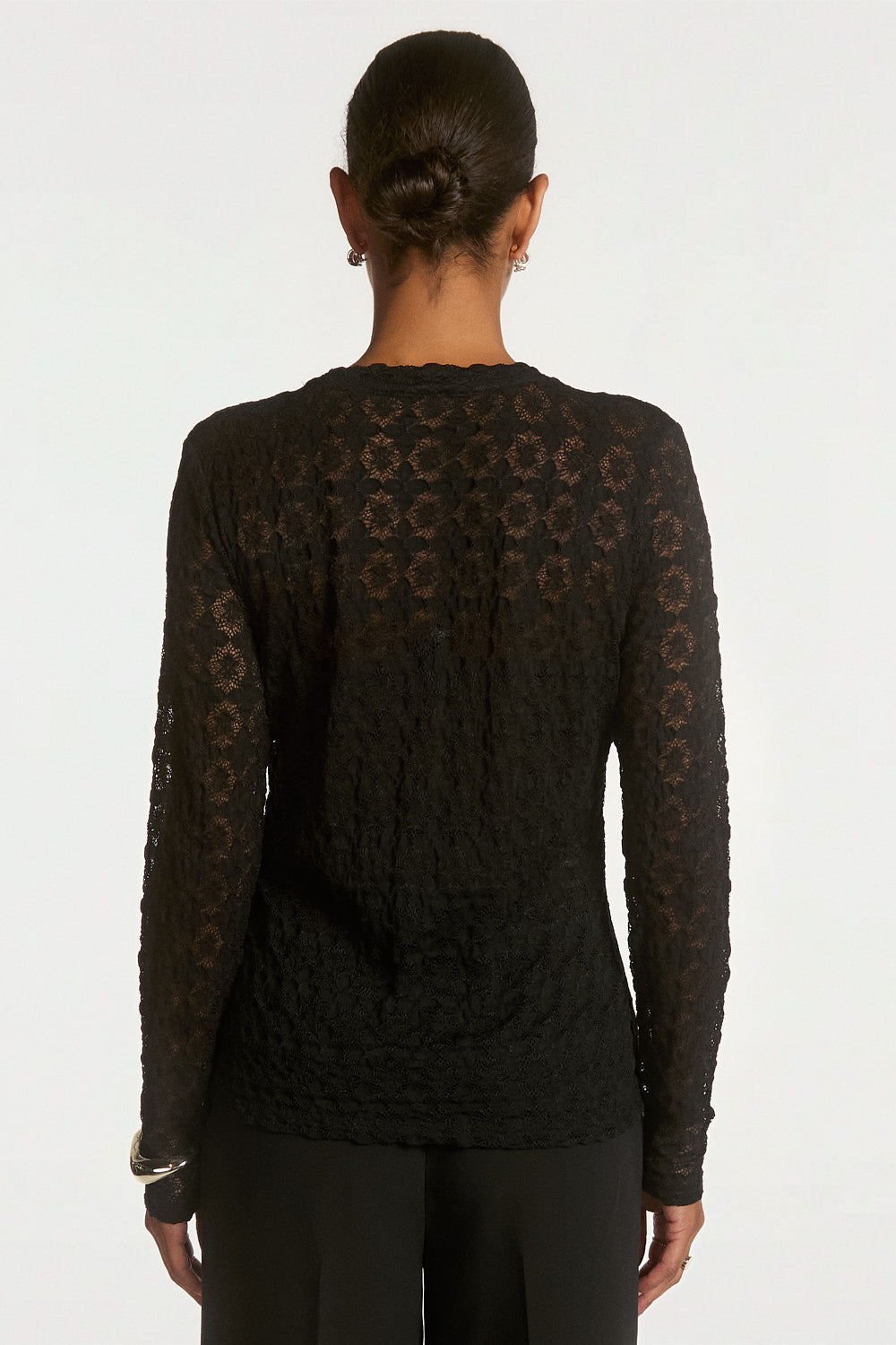 Aaiko Mason top pizzo nero floreale