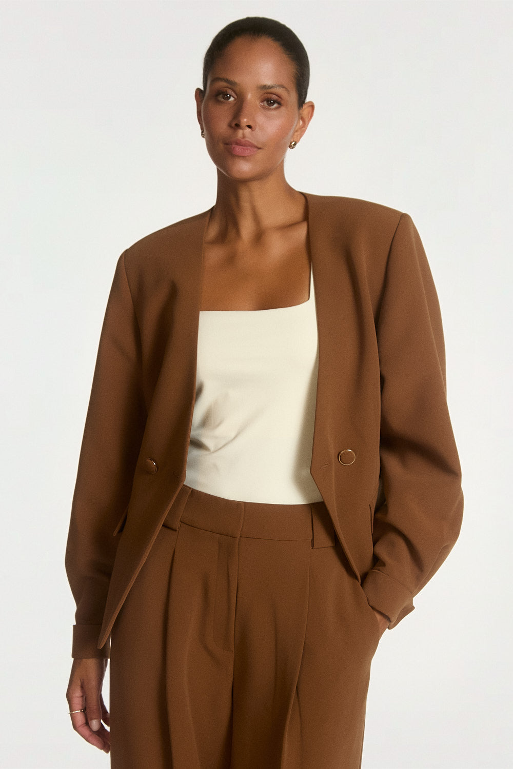 Aaiko Kayla blazer doppiopetto marrone scollo V