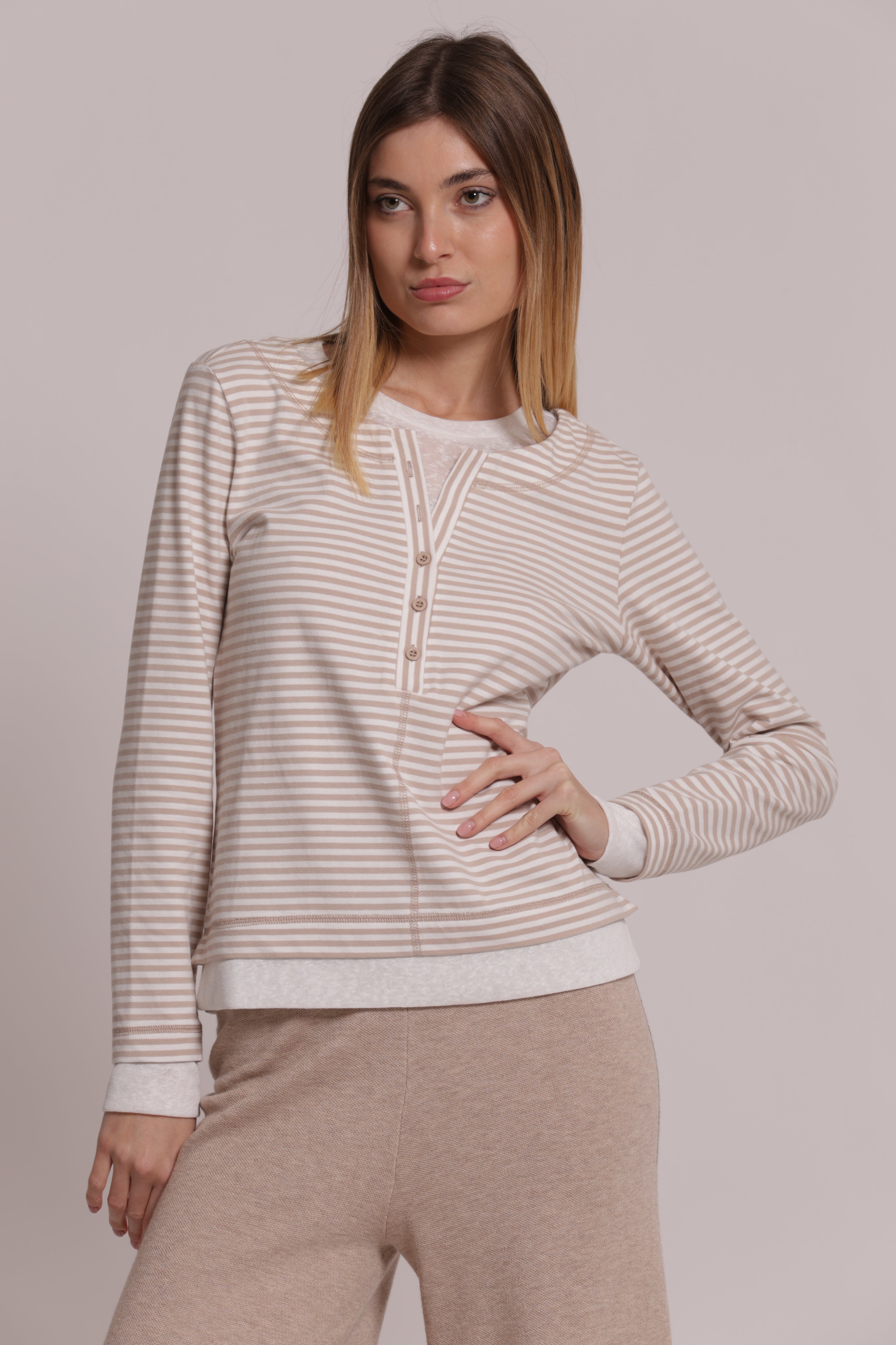 Mimi Mua t-shirt doppia righe nero/bianco cotone