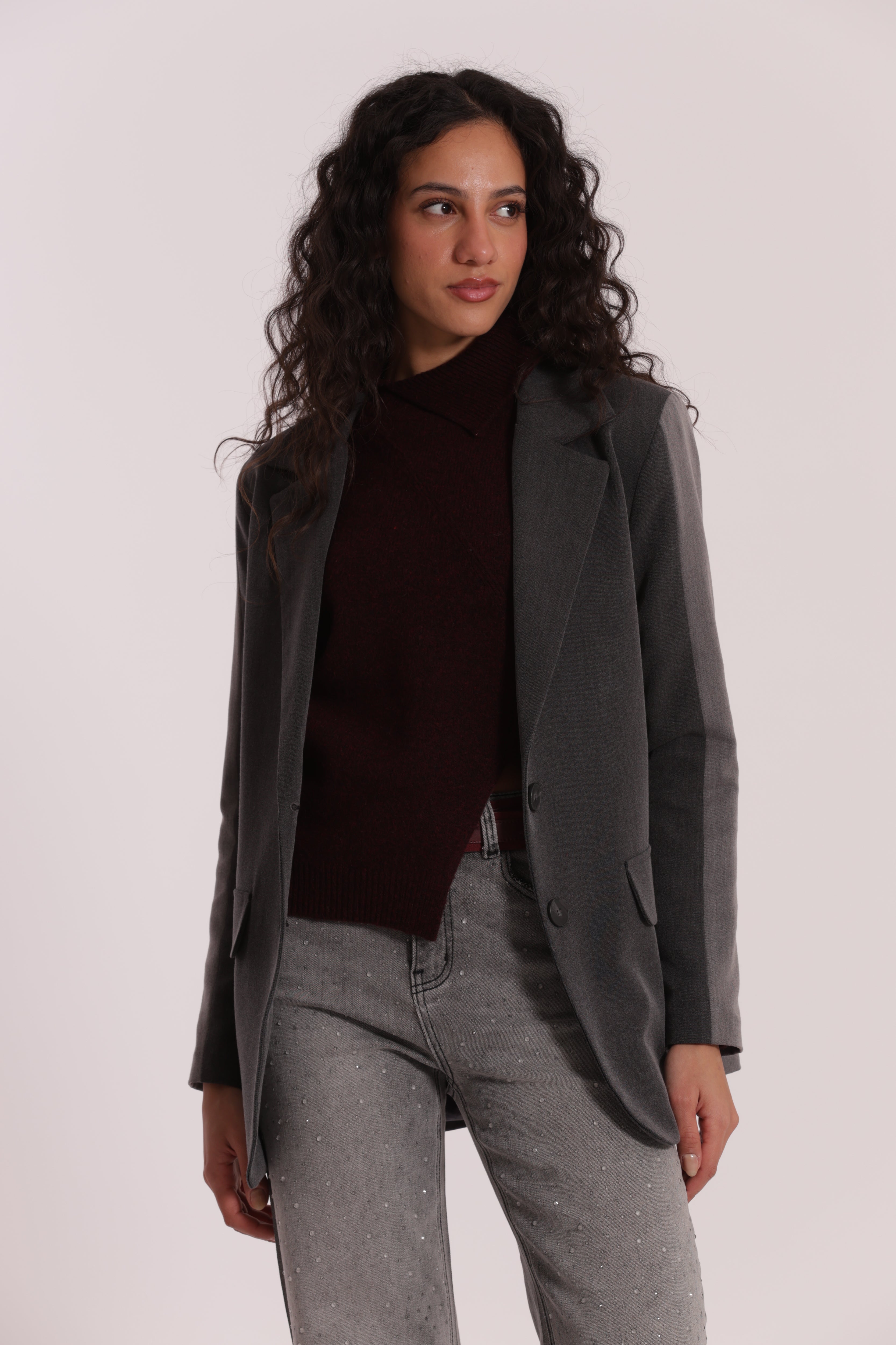Mimi Mua Over Color Block Giacca Grigio Chiaro/Antra