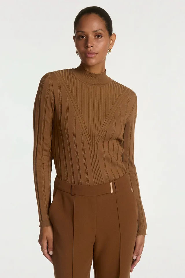 Aaiko Vida maglia marrone scollo a V