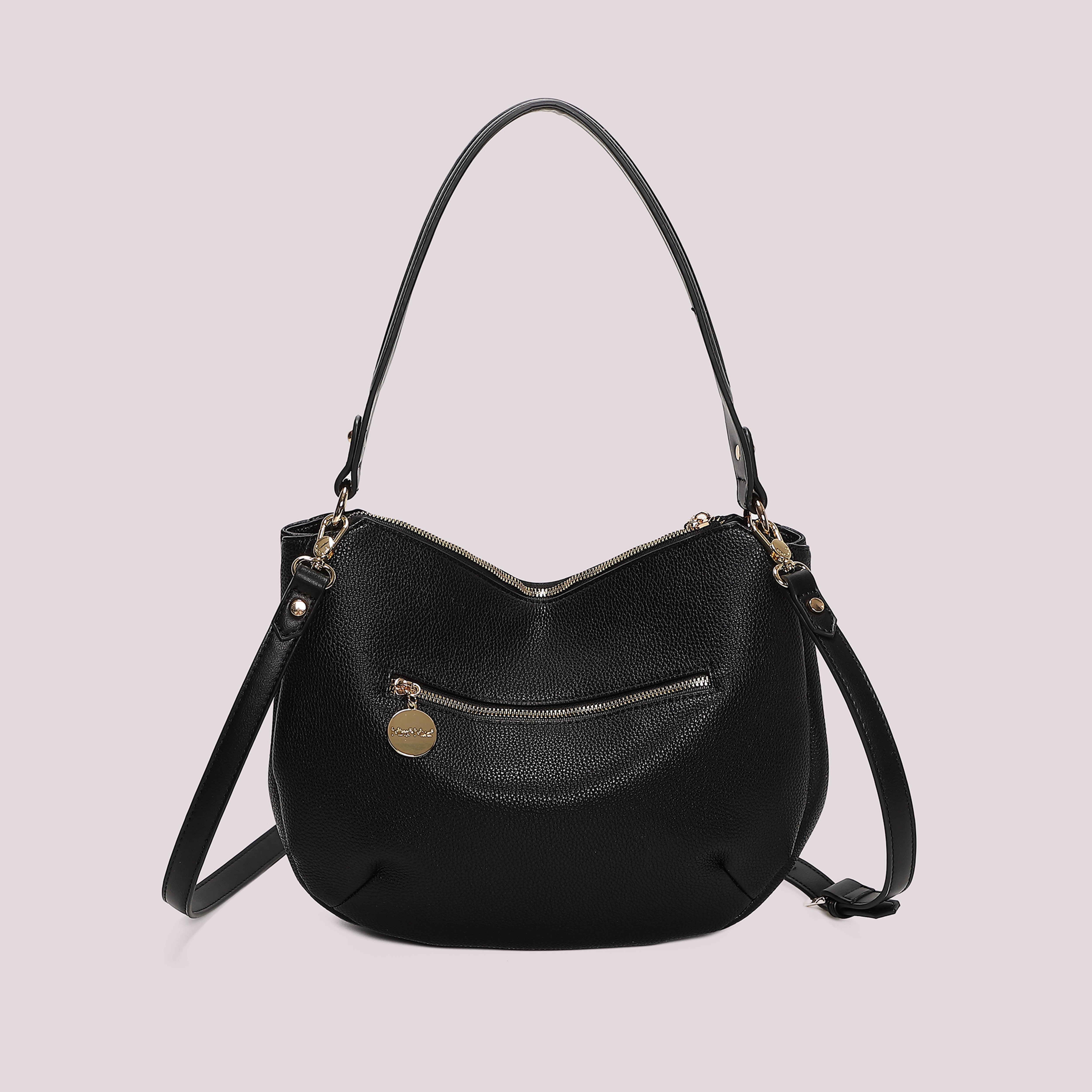 Mimi Mua Borsa Spalla Cuciture Vista Nera 28cm