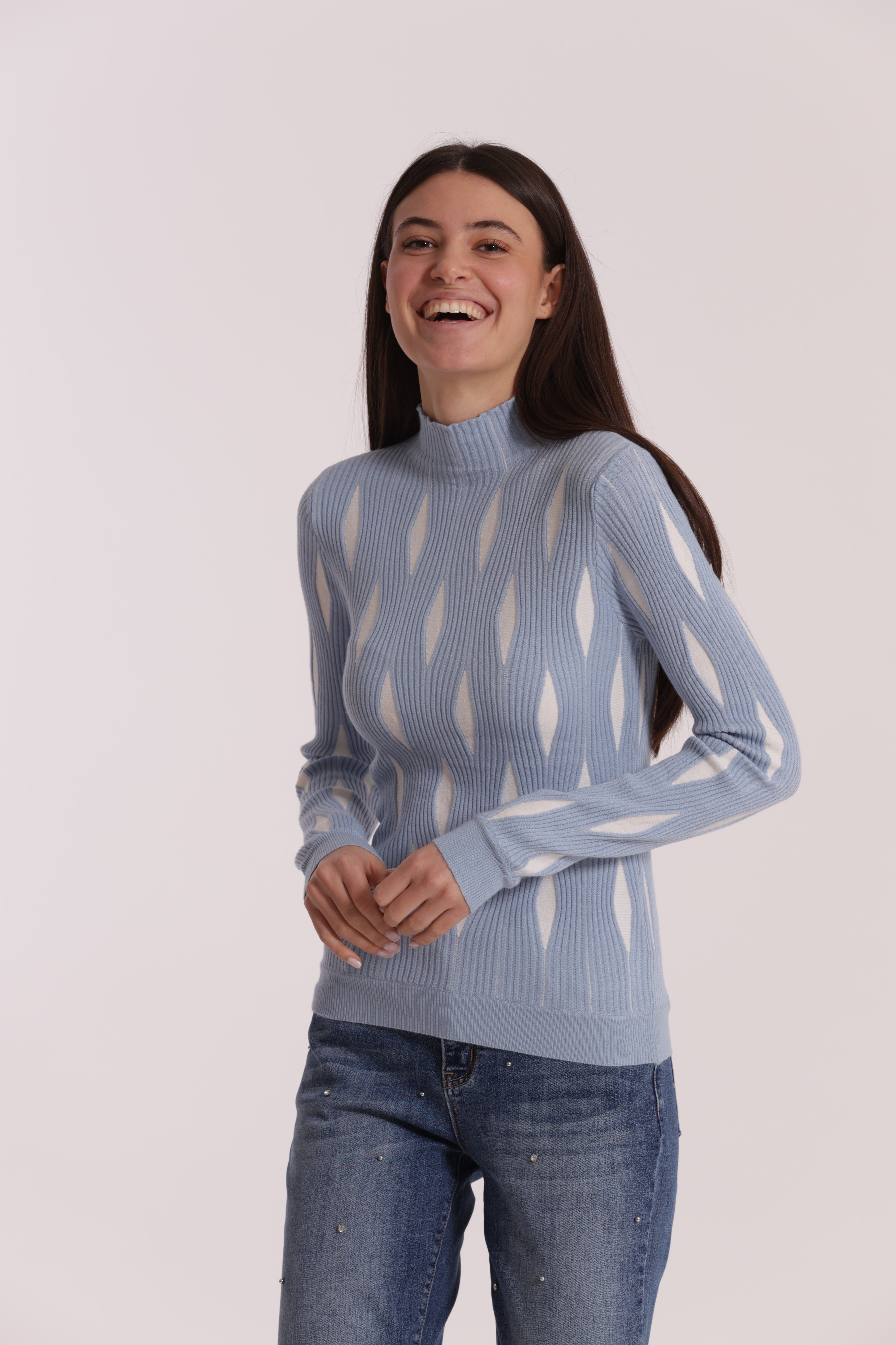 Mimi Mua Maglia Bicolor Rombi Nero/Bianco