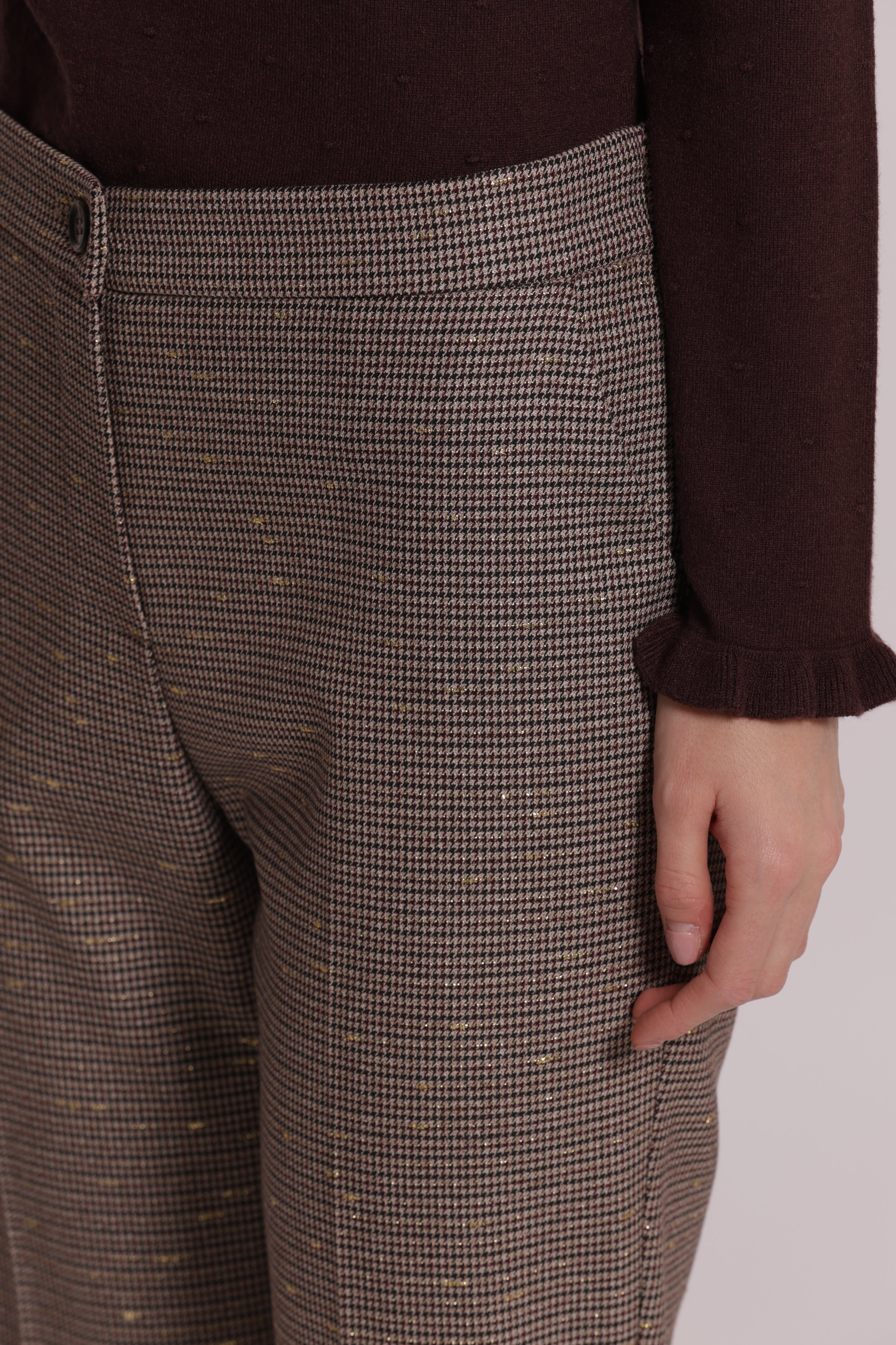 Mimi Mua Pantalone Sigaretta Pied Poule Bordeaux