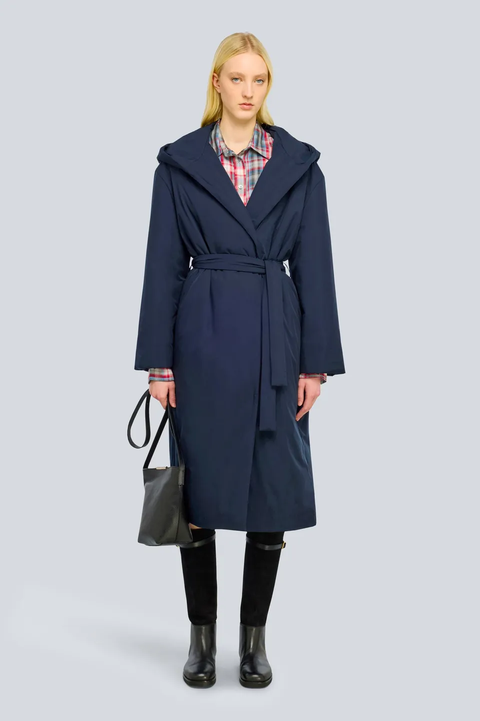 Semicouture Daria piumino lungo cappuccio blu