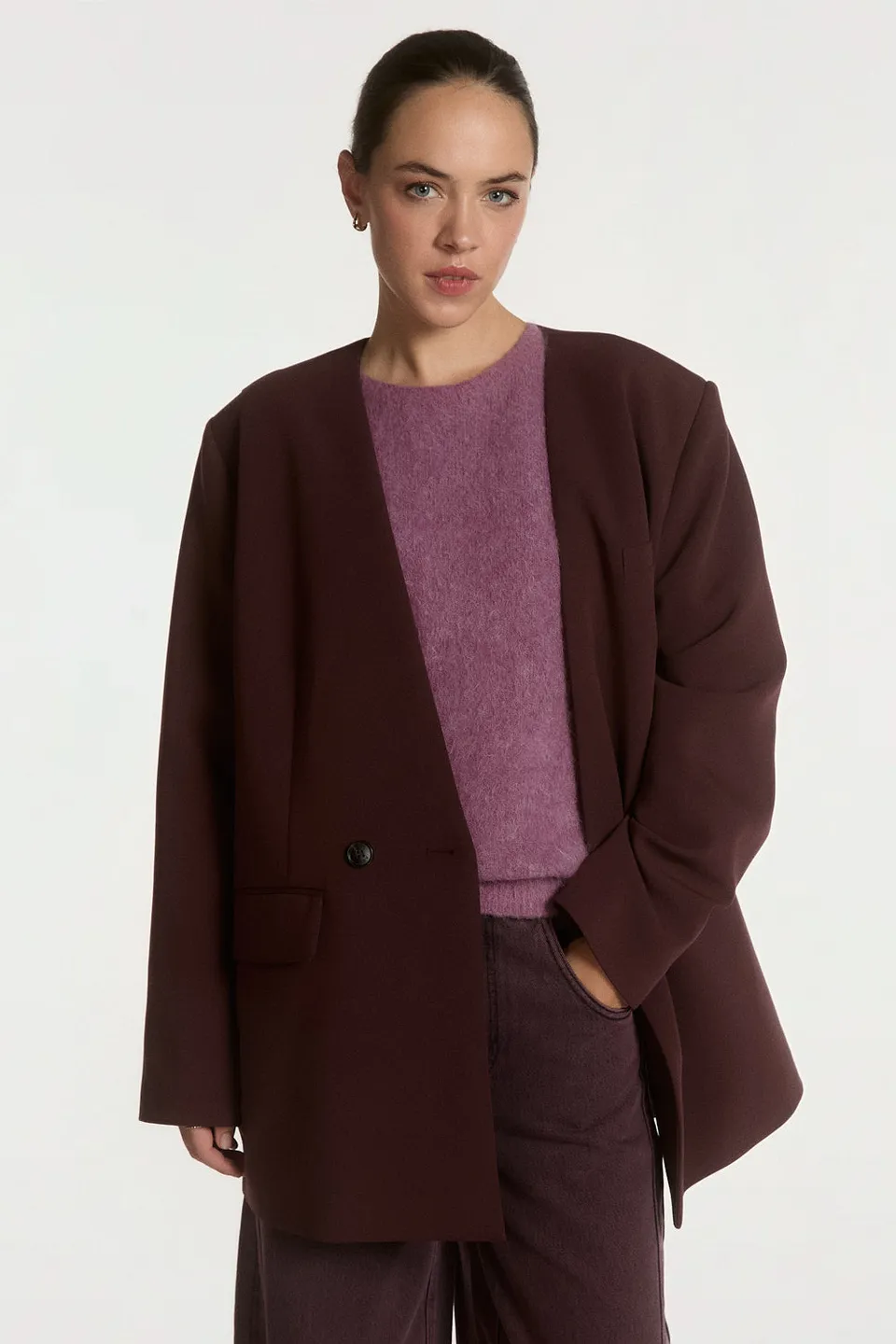 Aaiko Luray Blazer Bordeaux Elasticizzato Doppiopetto